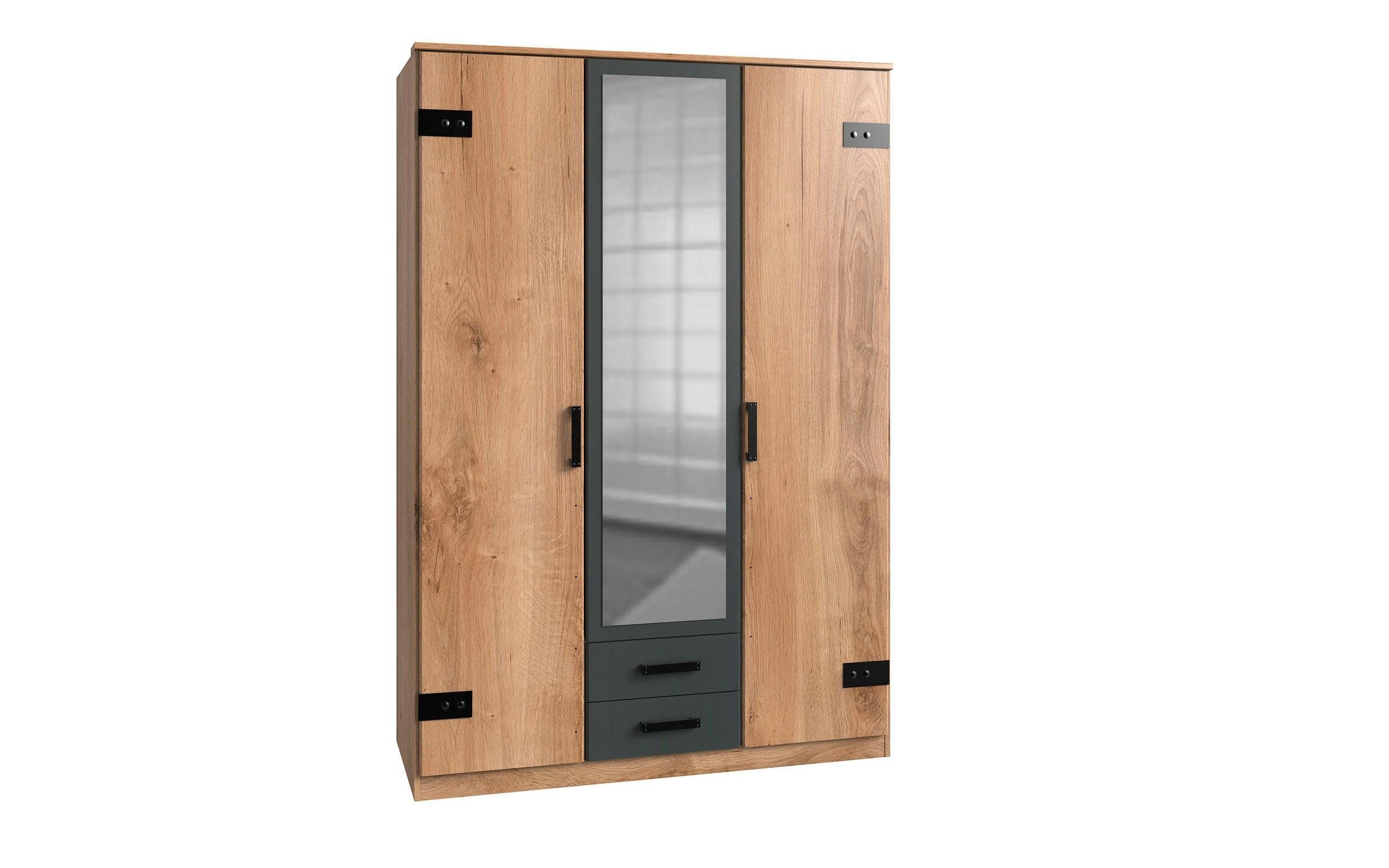 Wimex Kledingkast Liverpool, Made in Germany met spiegel en 2 lades, 135x58x199cm, industrieel ontwerp