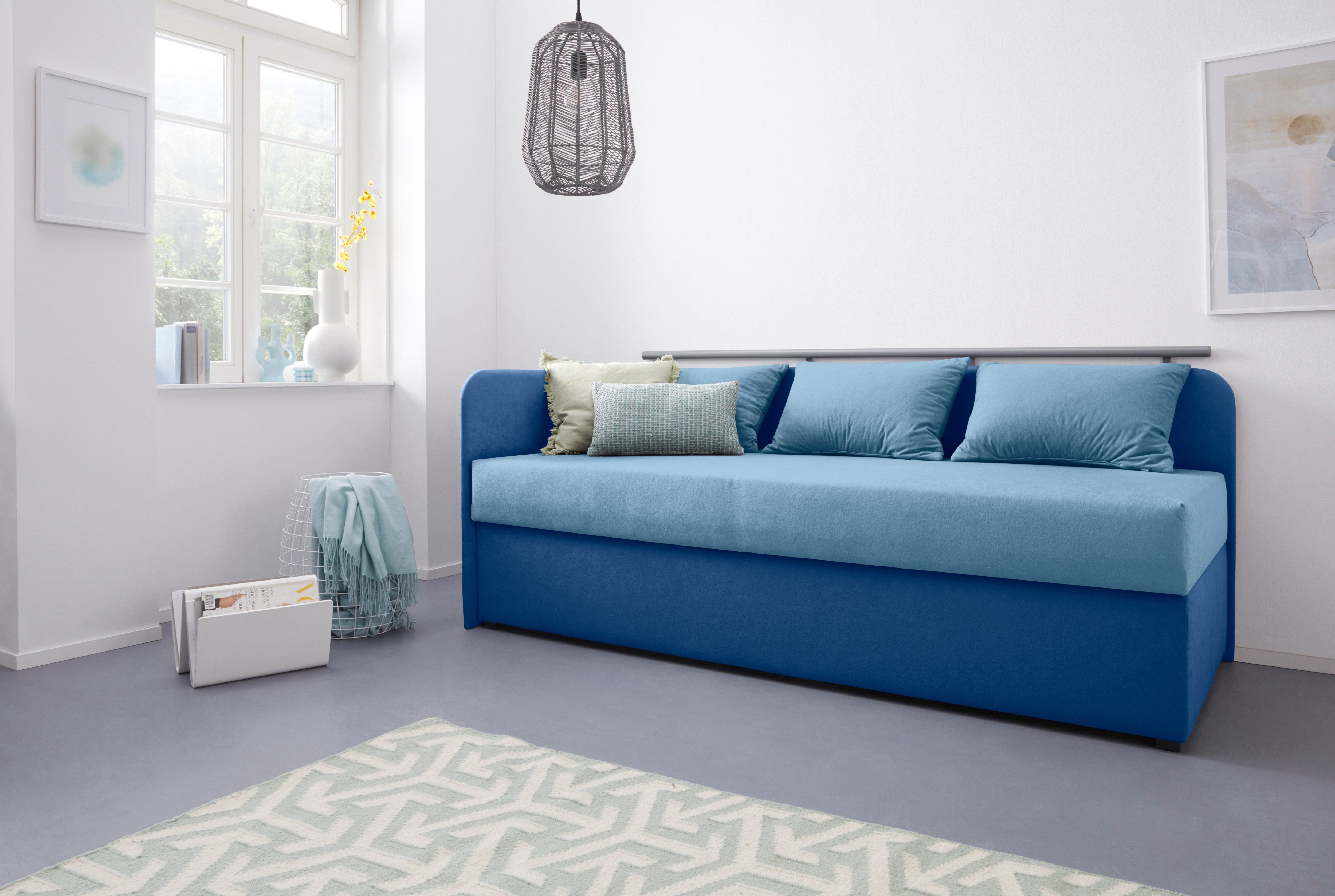 Maintal Bed Diana blauw, slaapbanken, 83 cm x 200 cm, Vast binnenveringsinterieur