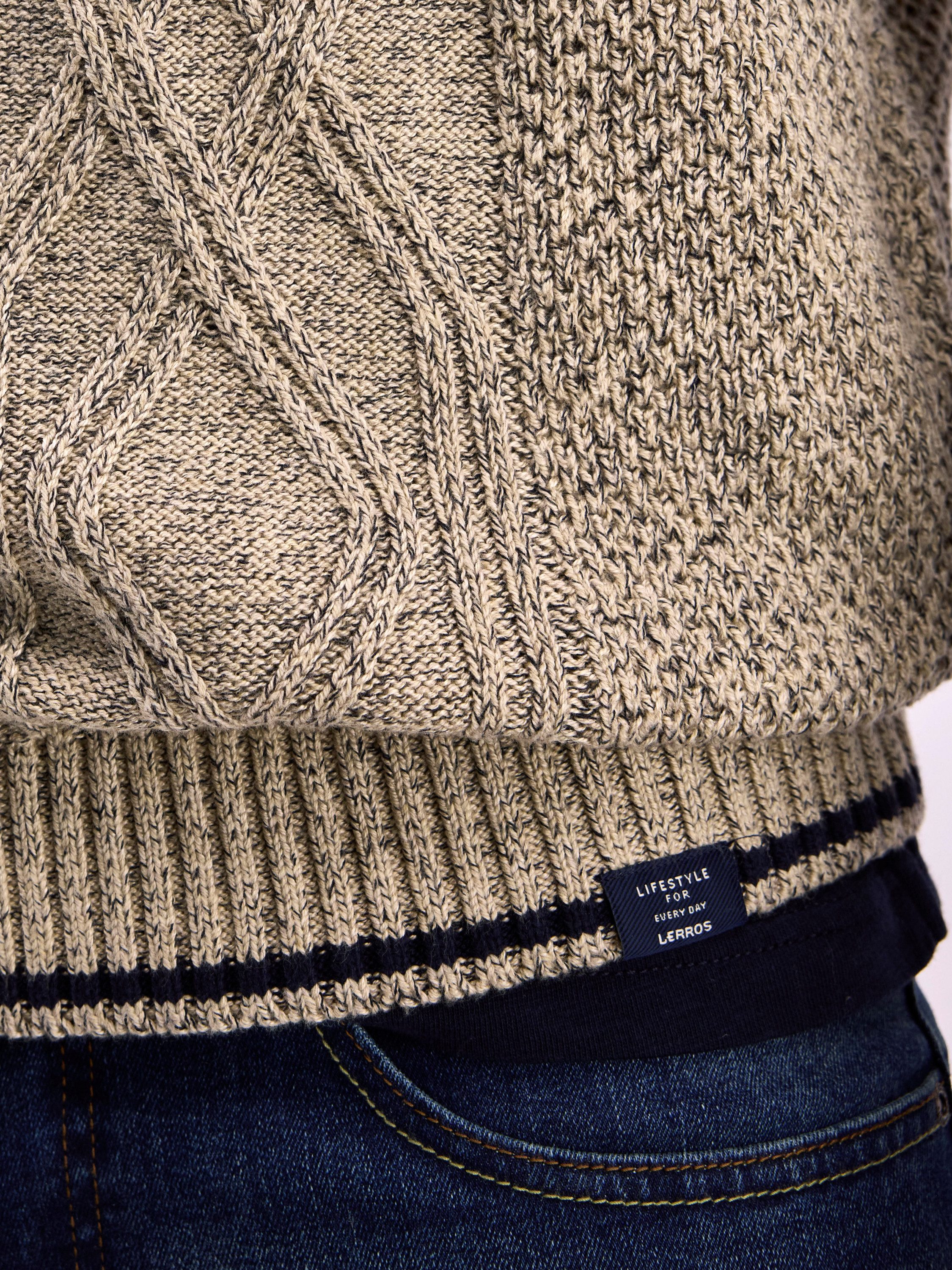 Lerros Gebreide trui LERROS Gebreide pullover met kabelpatroon en Troyerkraag