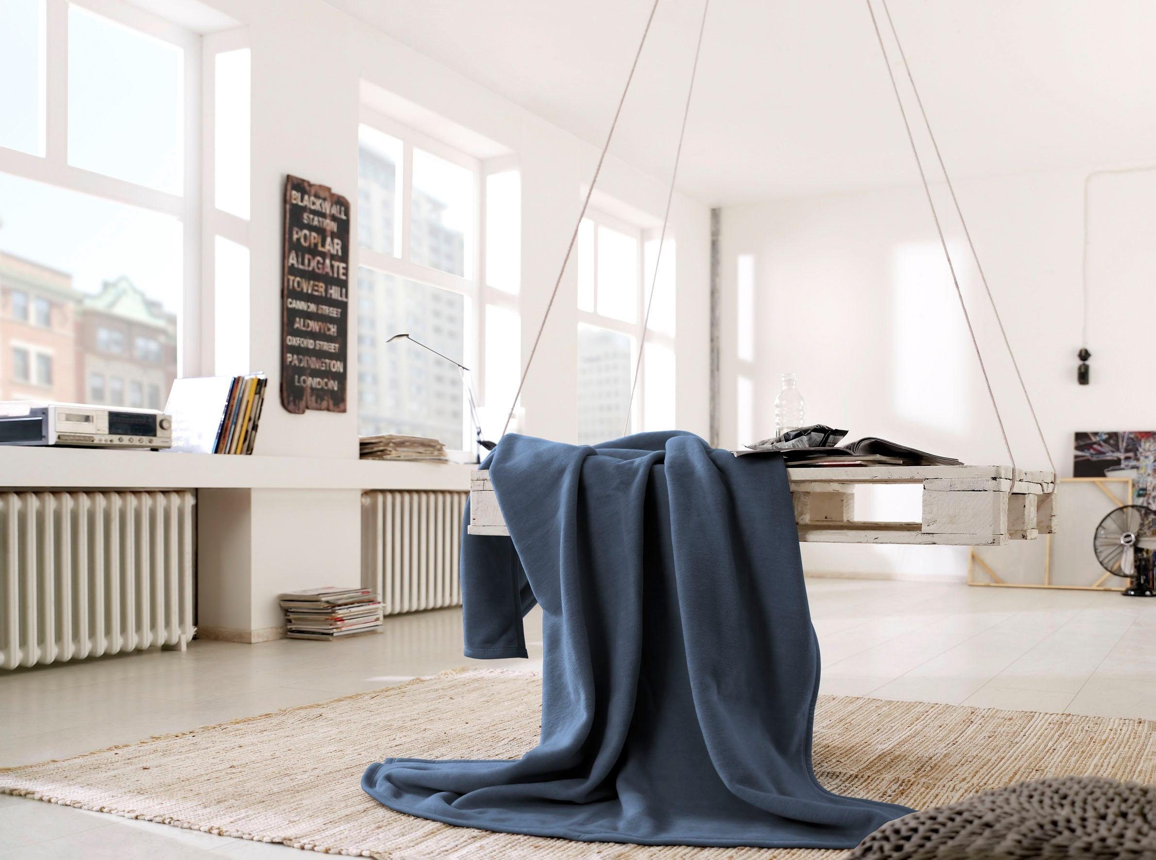 BIEDERLACK Deken Cotton Home in uni design, knuffeldeken