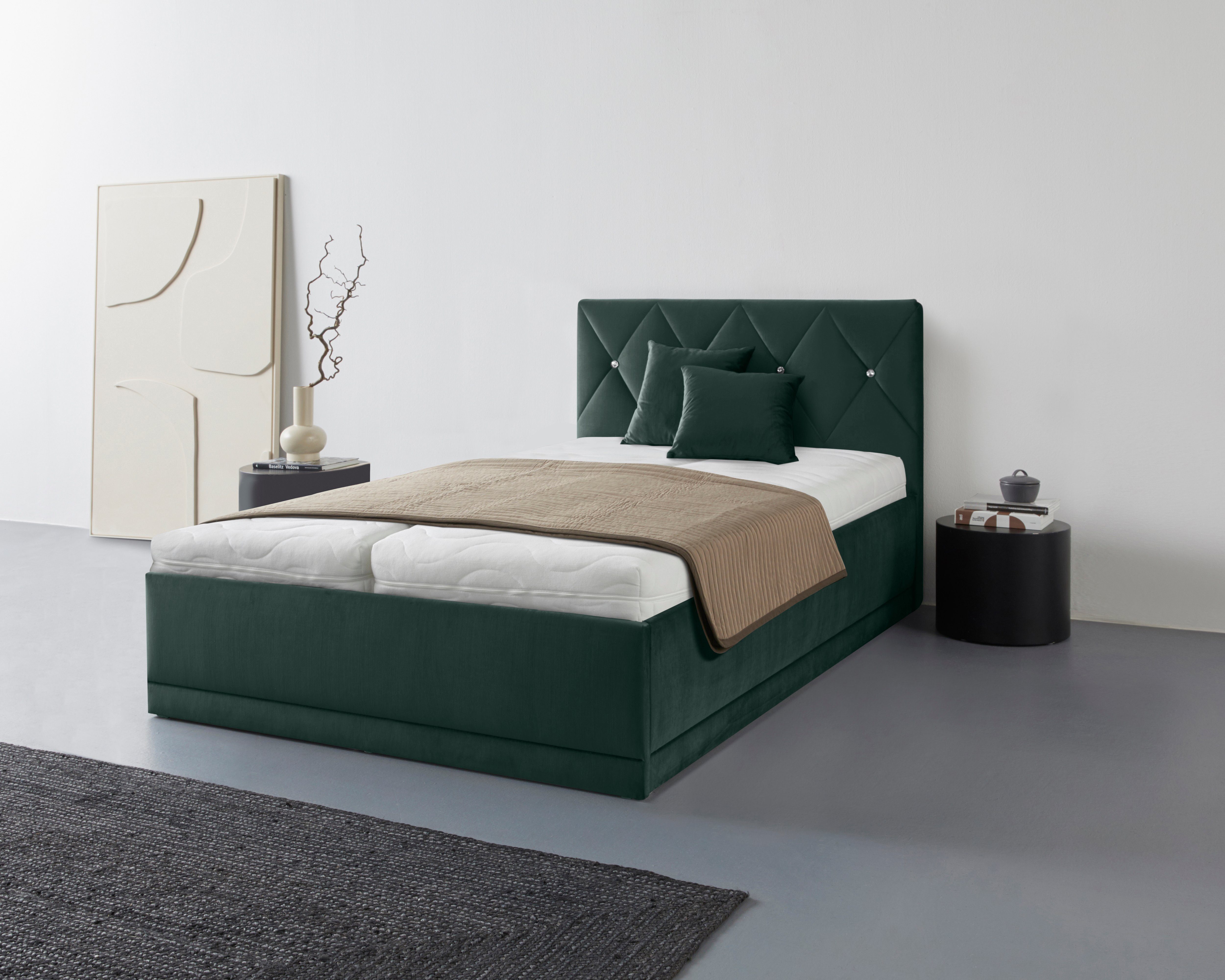 Westfalia Polsterbetten Gestoffeerd bed ADAMAS ook met bedlade, knoopdetails met stras