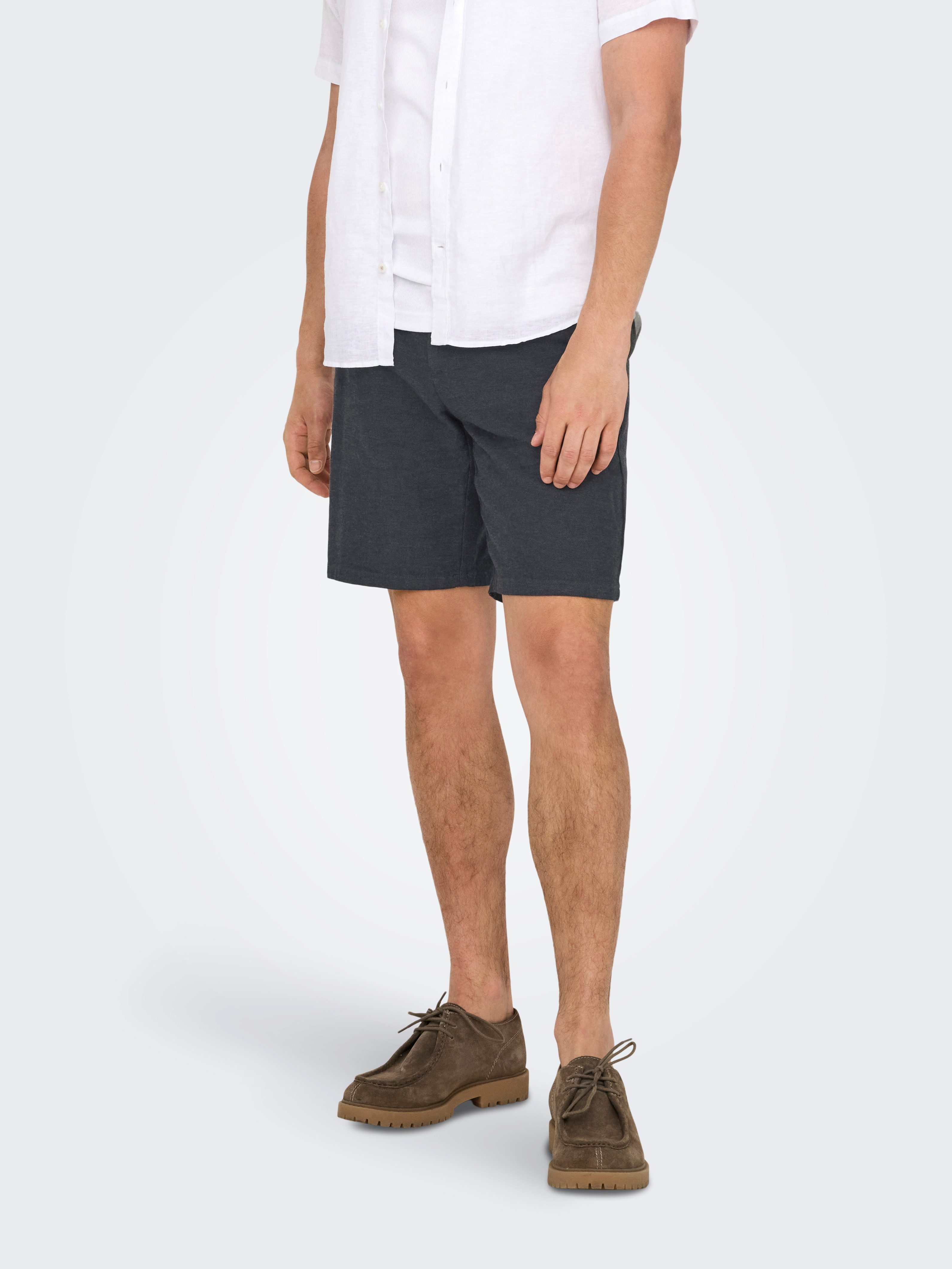 ONLY & SONS Chino-short ONSMARK 0011 COTTON LINEN SHORTS NOOS heren bermuda broeken maat XXL zwart