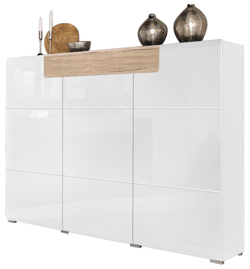 INOSIGN Highboard Toledo, breedte 147,5 cm, modieuze hoge kast met 3 deuren 1 lade