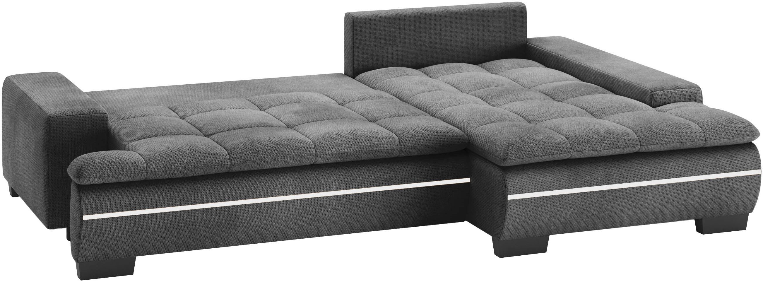 Mr. Couch Hoekbank Haiti II, L-vorm RGB-LED verlichting, koudschuim, optioneel met bed, bedlade