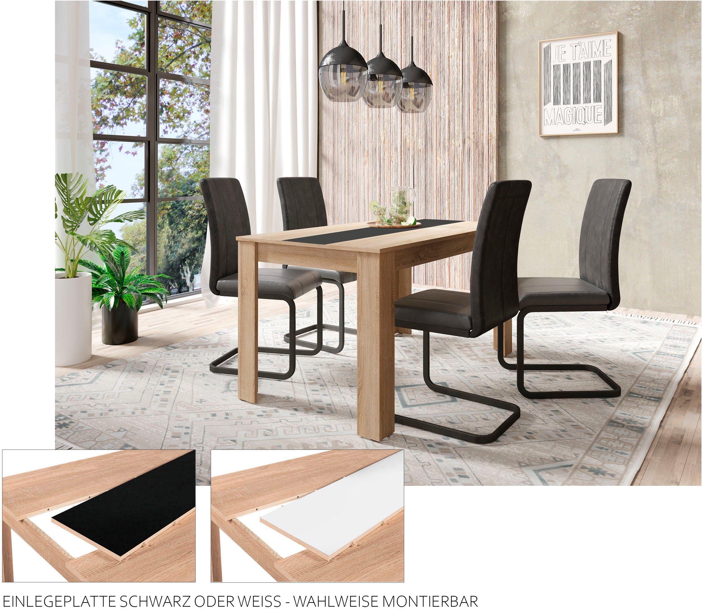 byLIVING Eettafel Nori Breedte 120, 140 of 160 cm, middelste blad keerbaar