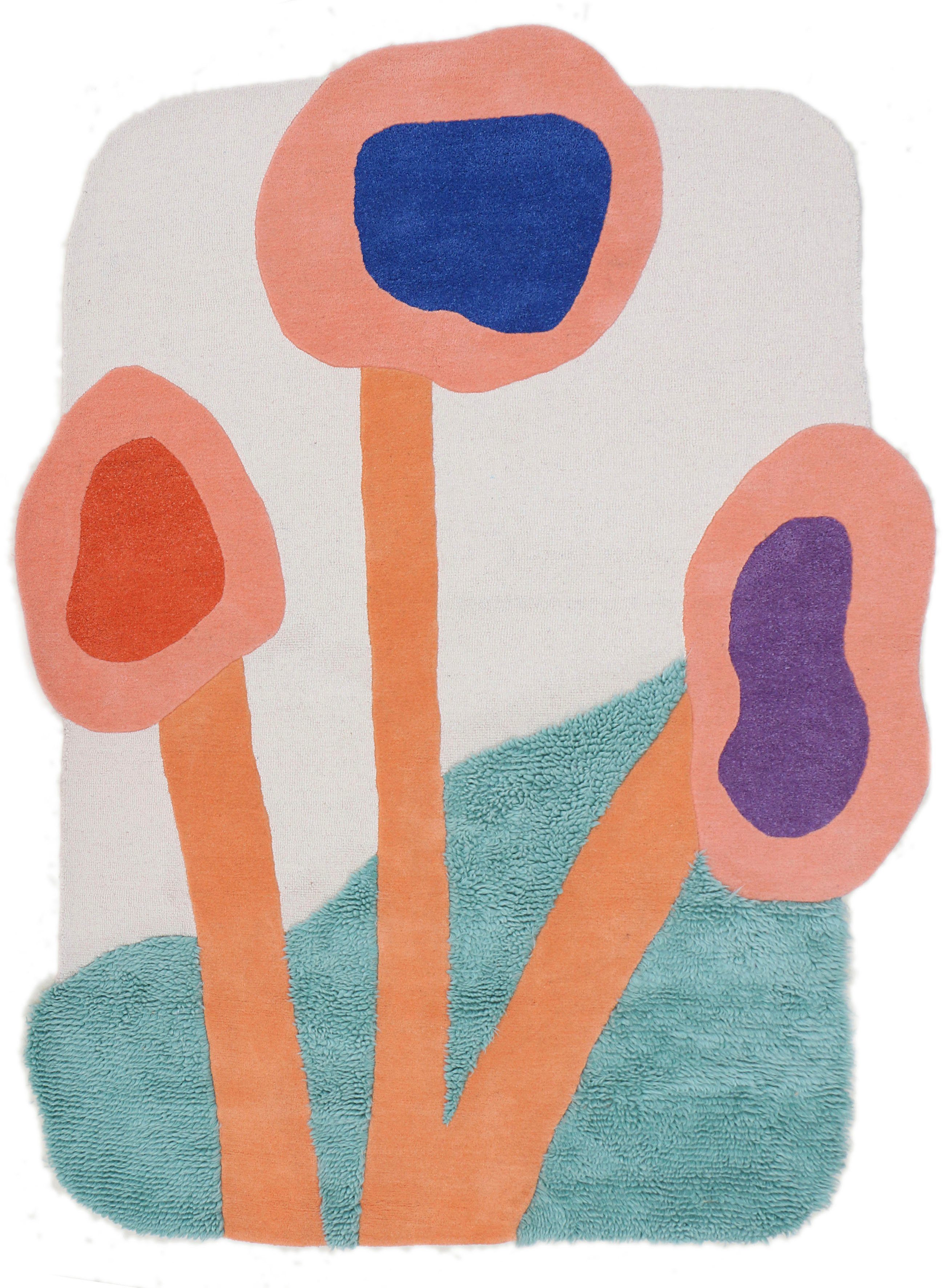 TOM TAILOR HOME Design-vloerkleed Bings Colorful Poppy Kortpolig, 100% wol, modern design, abstracte bloemen