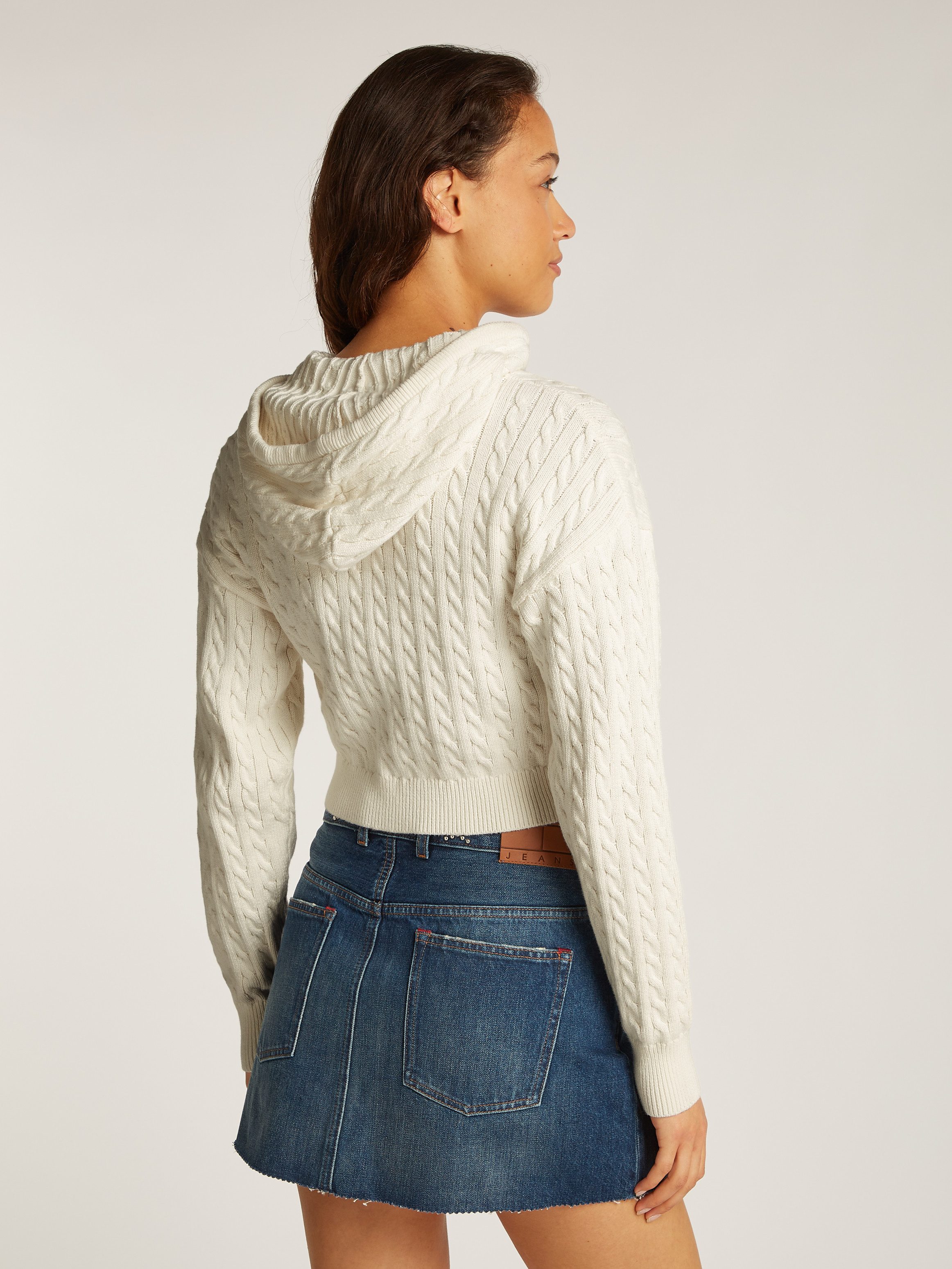 TOMMY JEANS Capuchontrui TJW BADGE CABL HOOD CARDIGAN EXT