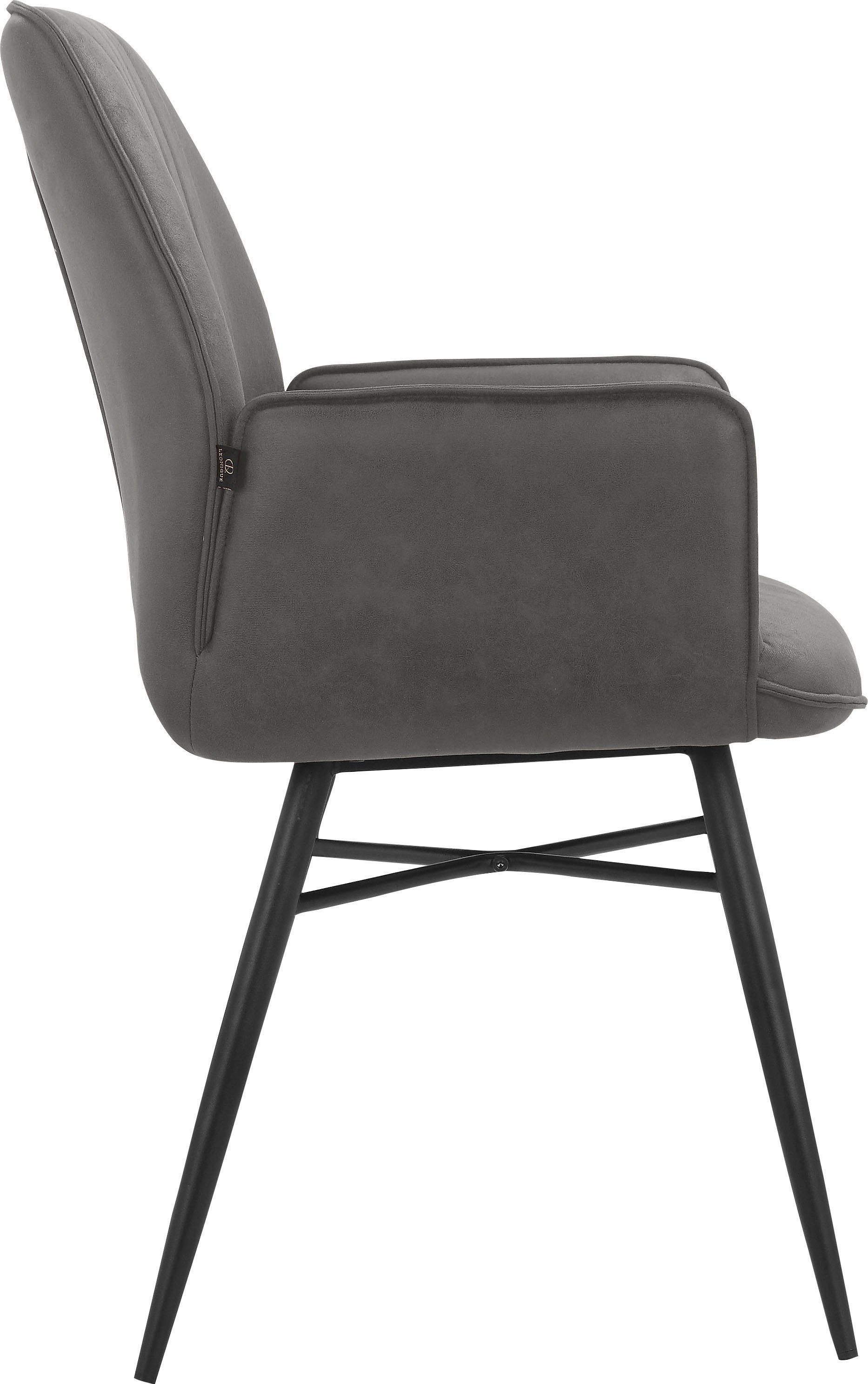 Leonique Eetkamerstoel Hrodwyn Zacht beklede zitting, met horizontale naden op de achterkant, zithoogte 52 cm (2 stuks)