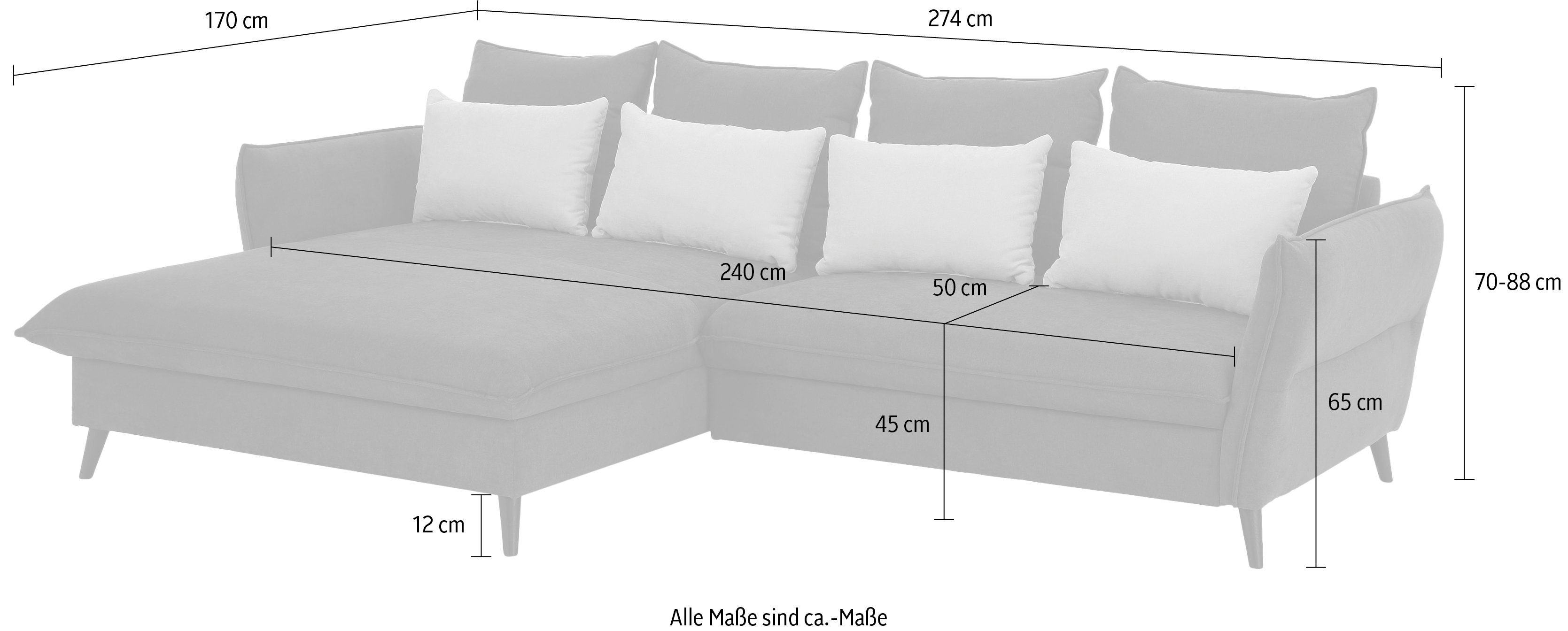 Home affaire Hoekbank Tirano, moderne look, comfortabel, Breedte 274cm, L-vorm