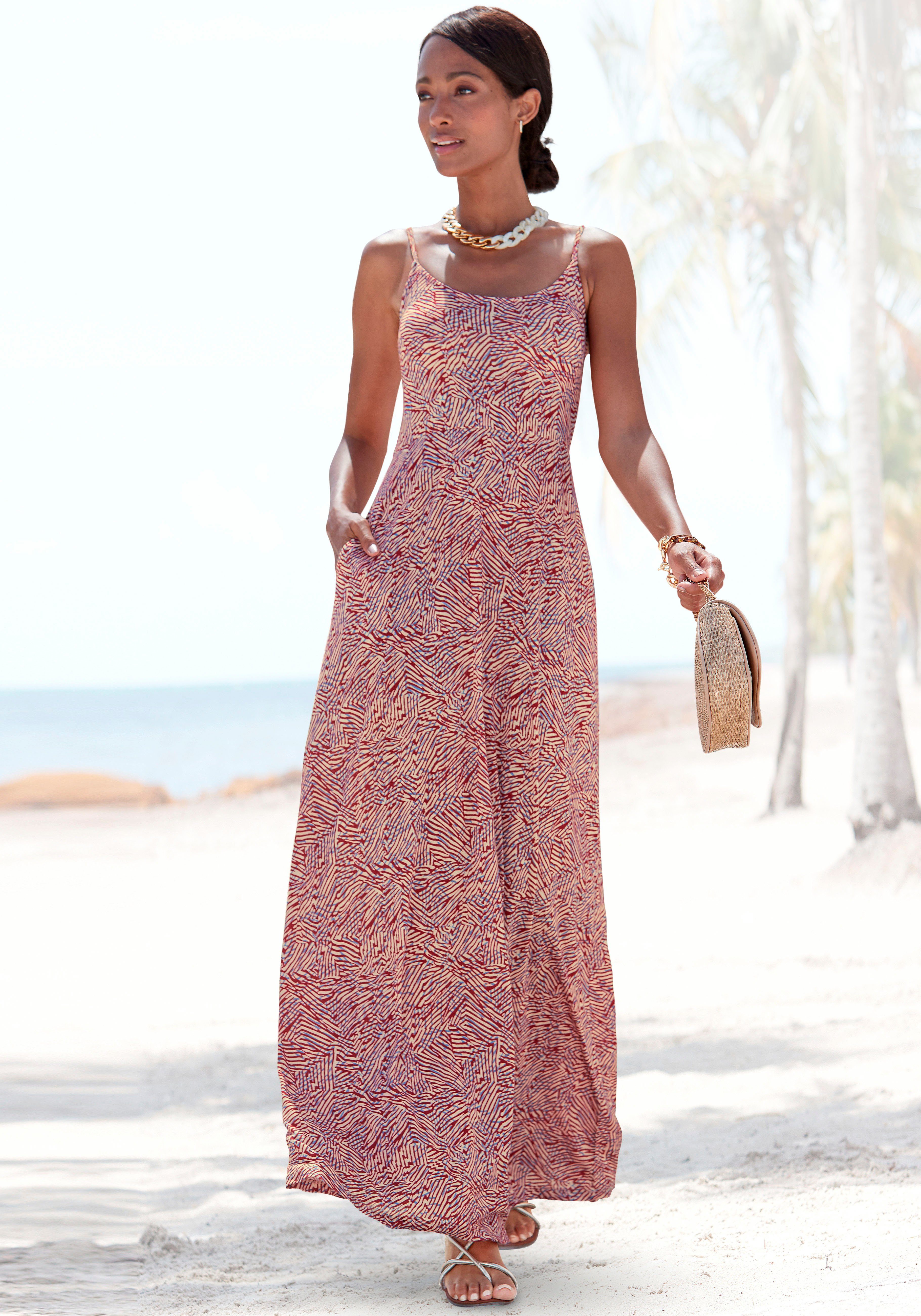 Vivance Maxi-jurk met grafische all-over print en zakken, zomerjurk, strandjurk