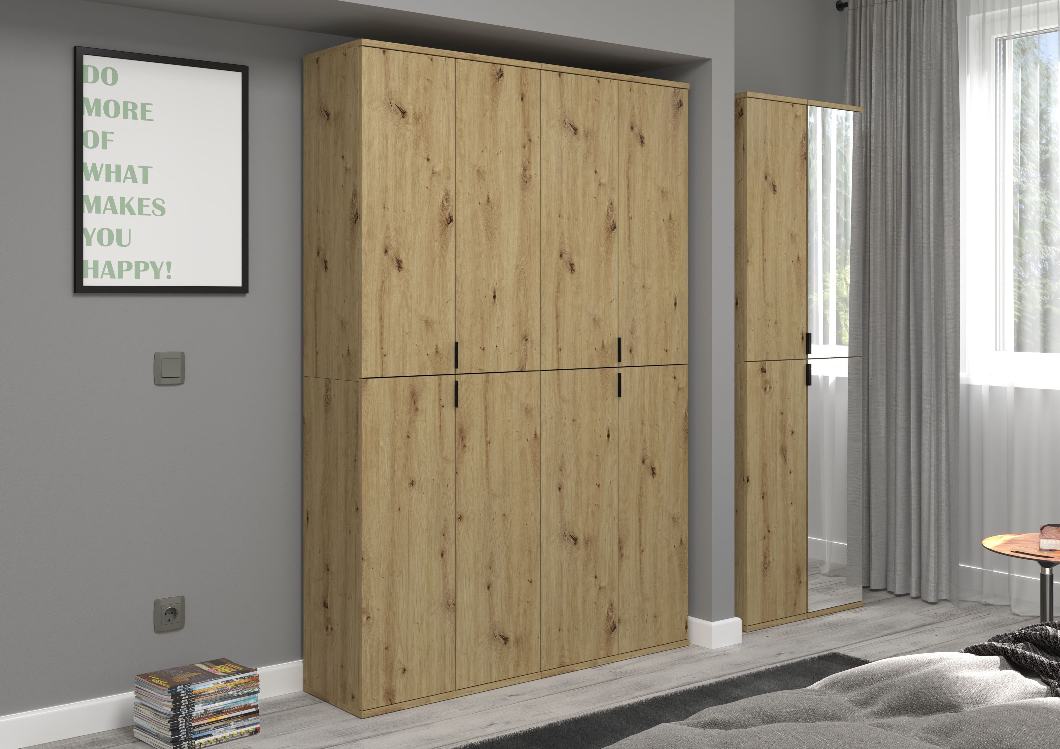 INOSIGN Kledingkast Trondheim, Hoogte 193 cm, 2 Deuren, 6 Vakken, 4 Planken 1 constructiebodem, deurstop verwisselbaar, garderobekast, kast