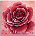 artland print op glas rode roos met de hand geschilderd (1 stuk) rood
