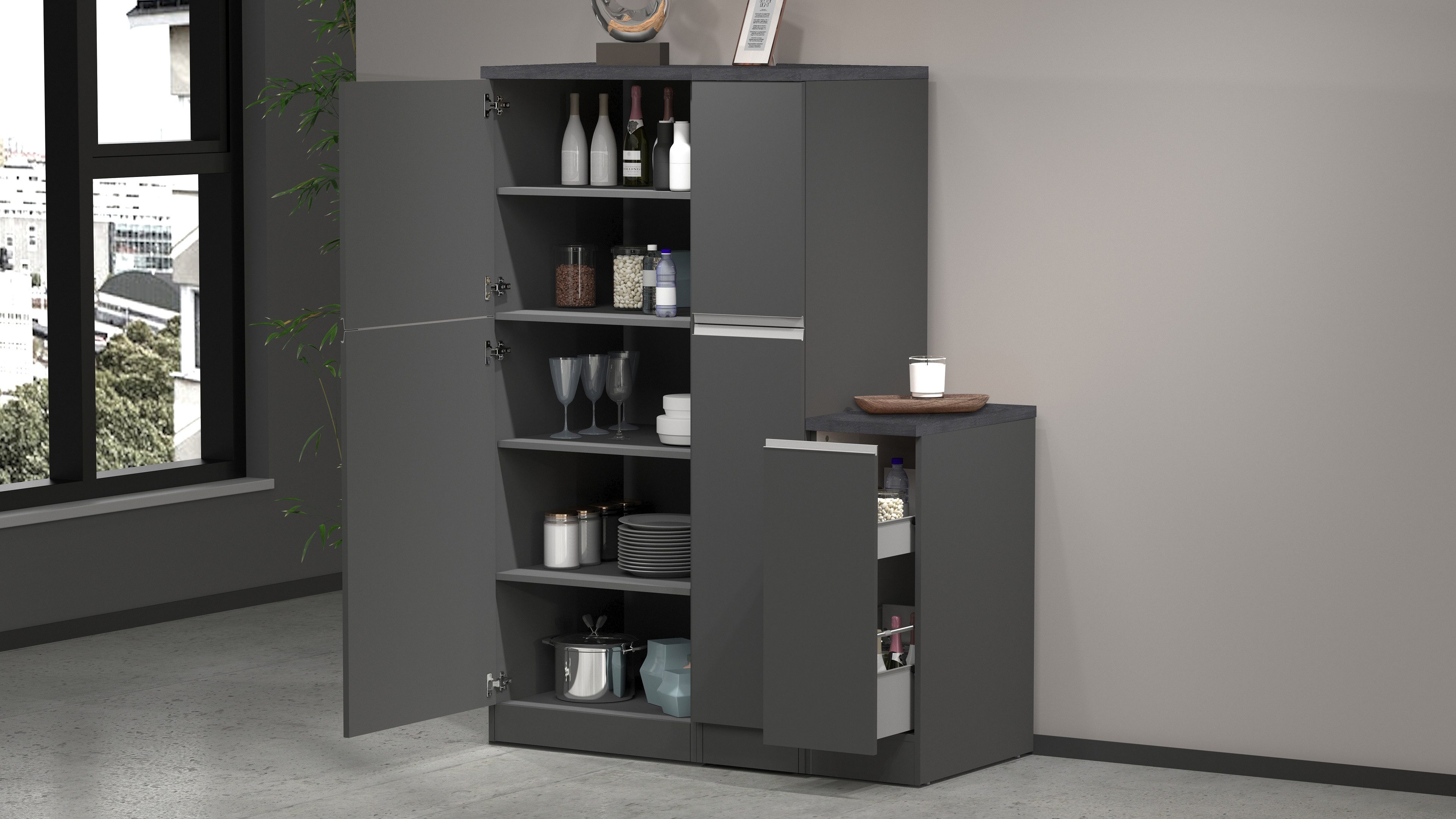 Kochstation Apothekerskast KS-Sole, apothekerskast Breedte/hoogte 30/85 cm, aanbouw en onderbouw mogelijk