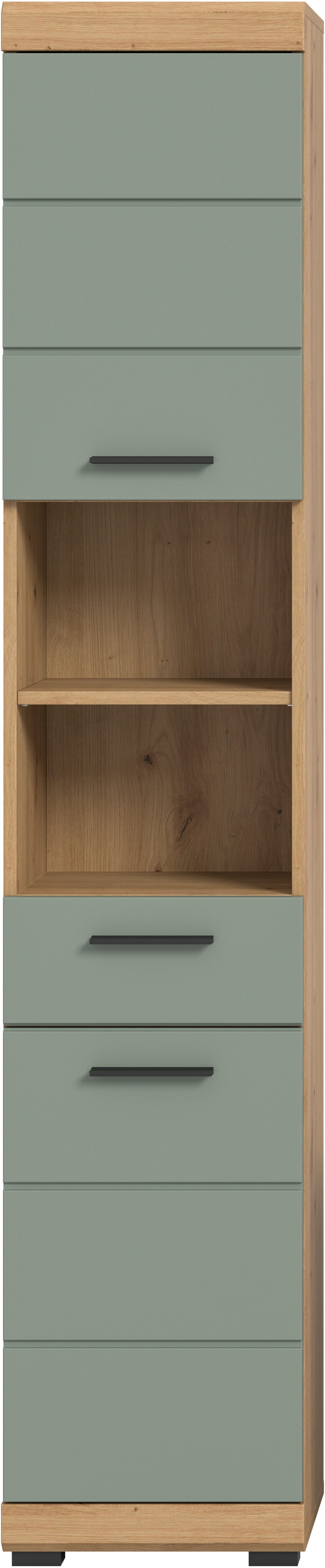 INOSIGN Hoge kast Siena, breedte 37 cm, 2 deuren, 1 lade, 2 open vakken, MDF-front in verschillende kleuren verkrijgbaar, badkamermeubels, badkamerkast, kast, badkamer (1 stuk)