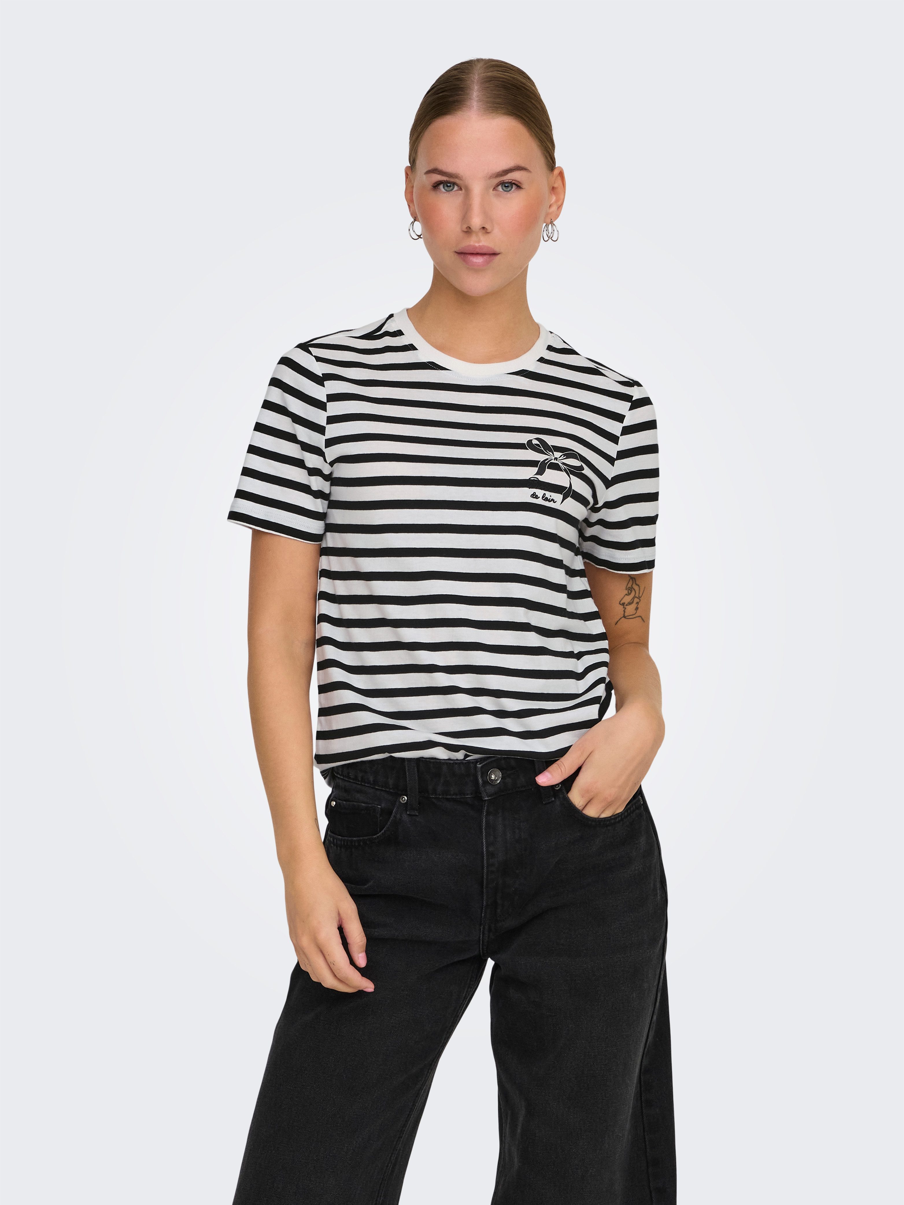 Only Shirt met korte mouwen ONLKITA LIFE REG S S BOW TOP BOX JRS