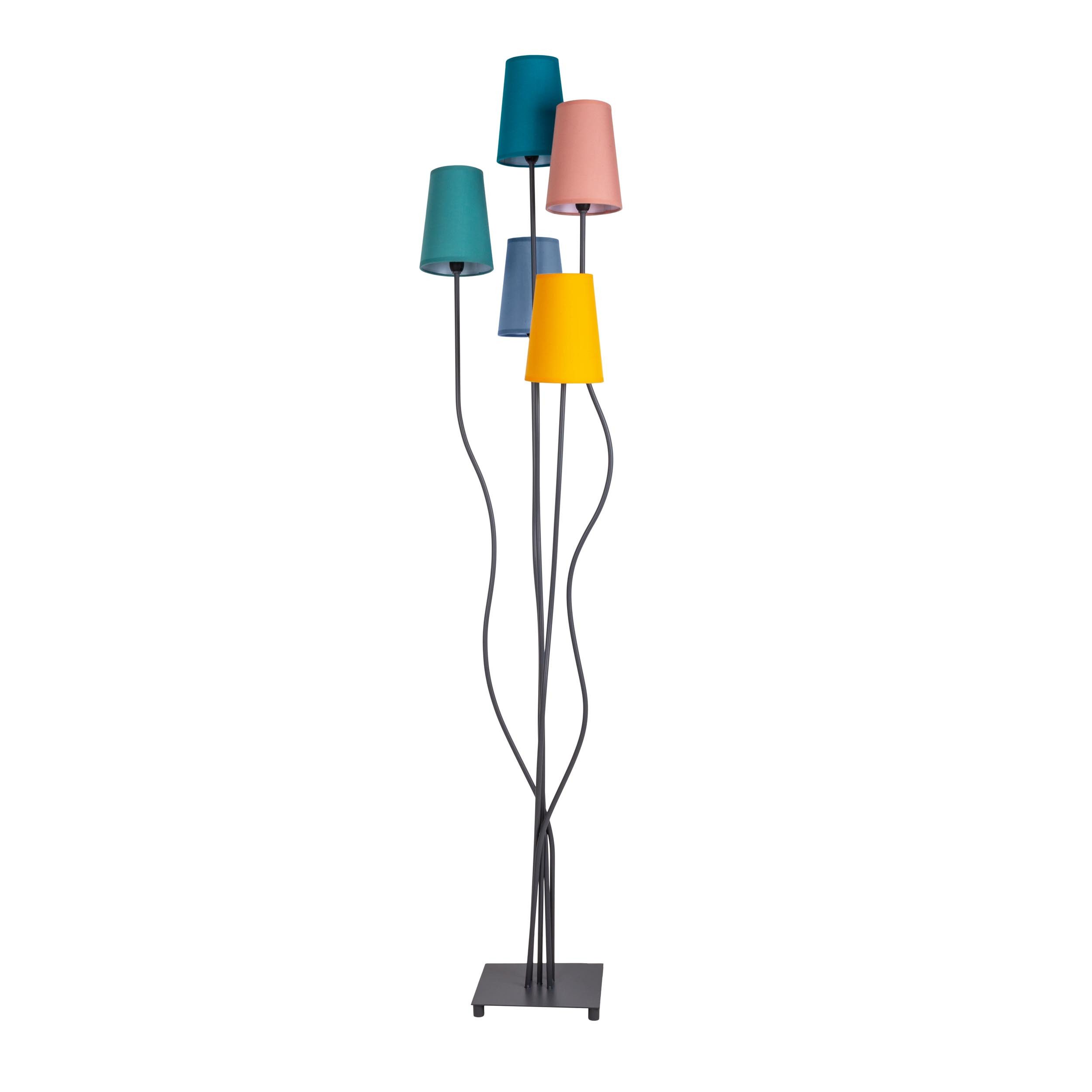 näve Staande lamp COLORA 5-vlg., e14, textiel kappen elk 1x geel, roze, blauw, turquoise, olijf (1 stuk)