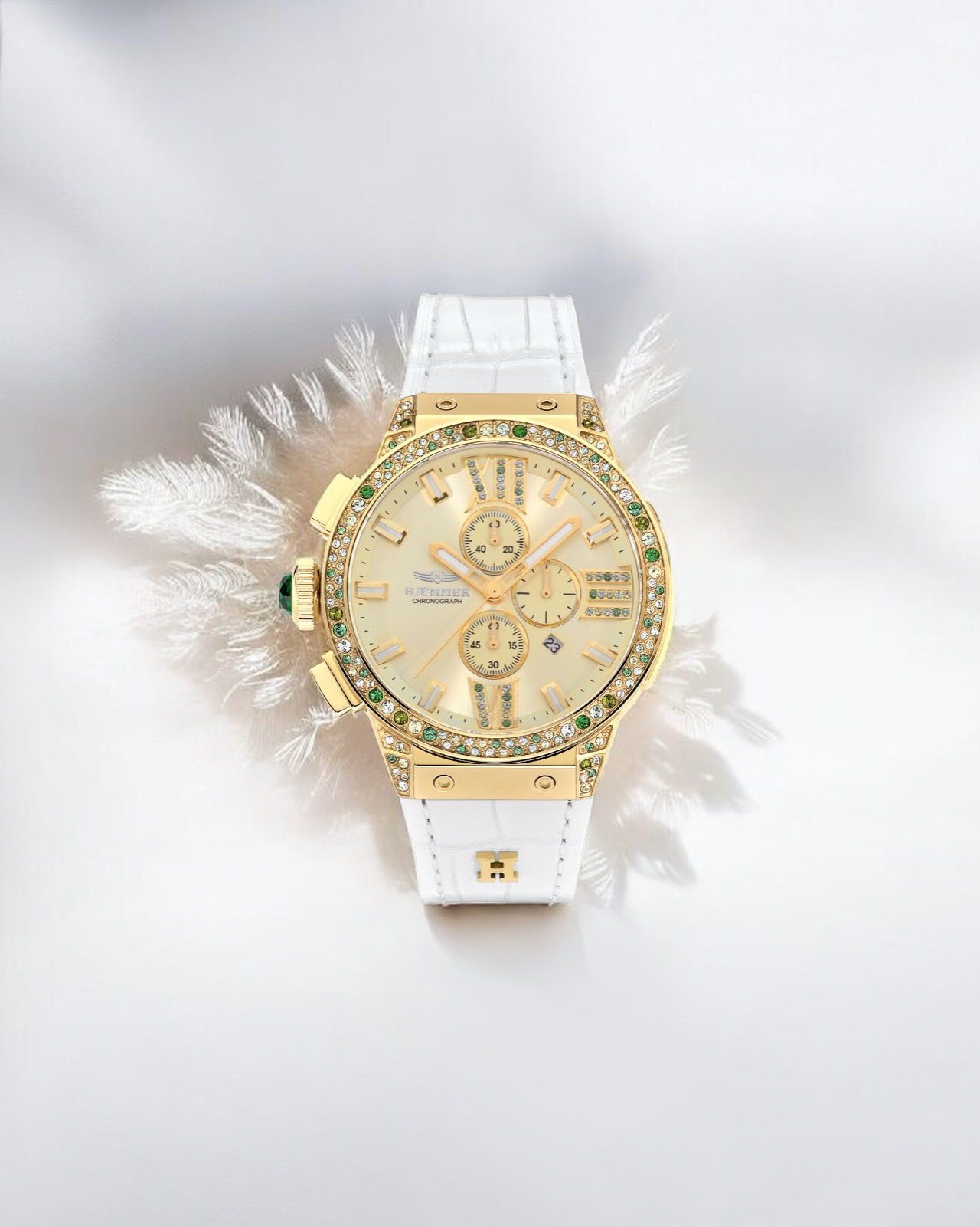 HAEMMER GERMANY Chronograaf EMINENT Quartzhorloge, dameshorloge, datum, stopwatchfunctie, saffierglas, leren band