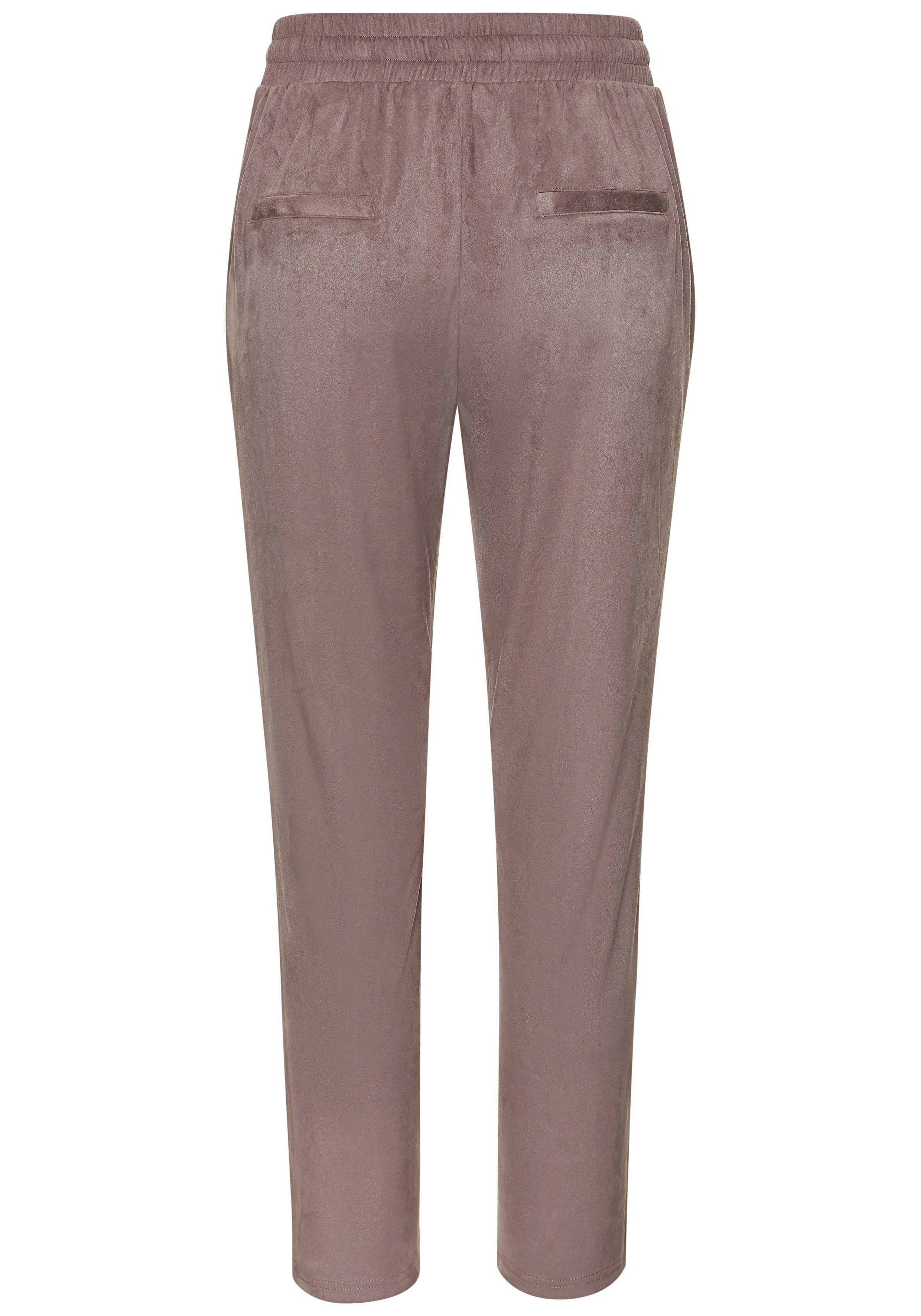 Lascana Comfortbroek van imitatie-suède met zakken, comfortabele stofbroek, elastische tailleband