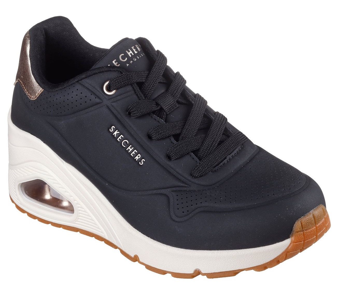 Skechers Sneakers UNO WEDGE-HI STEPS , wedge sneaker, veterschoen met air-cooled memory foam