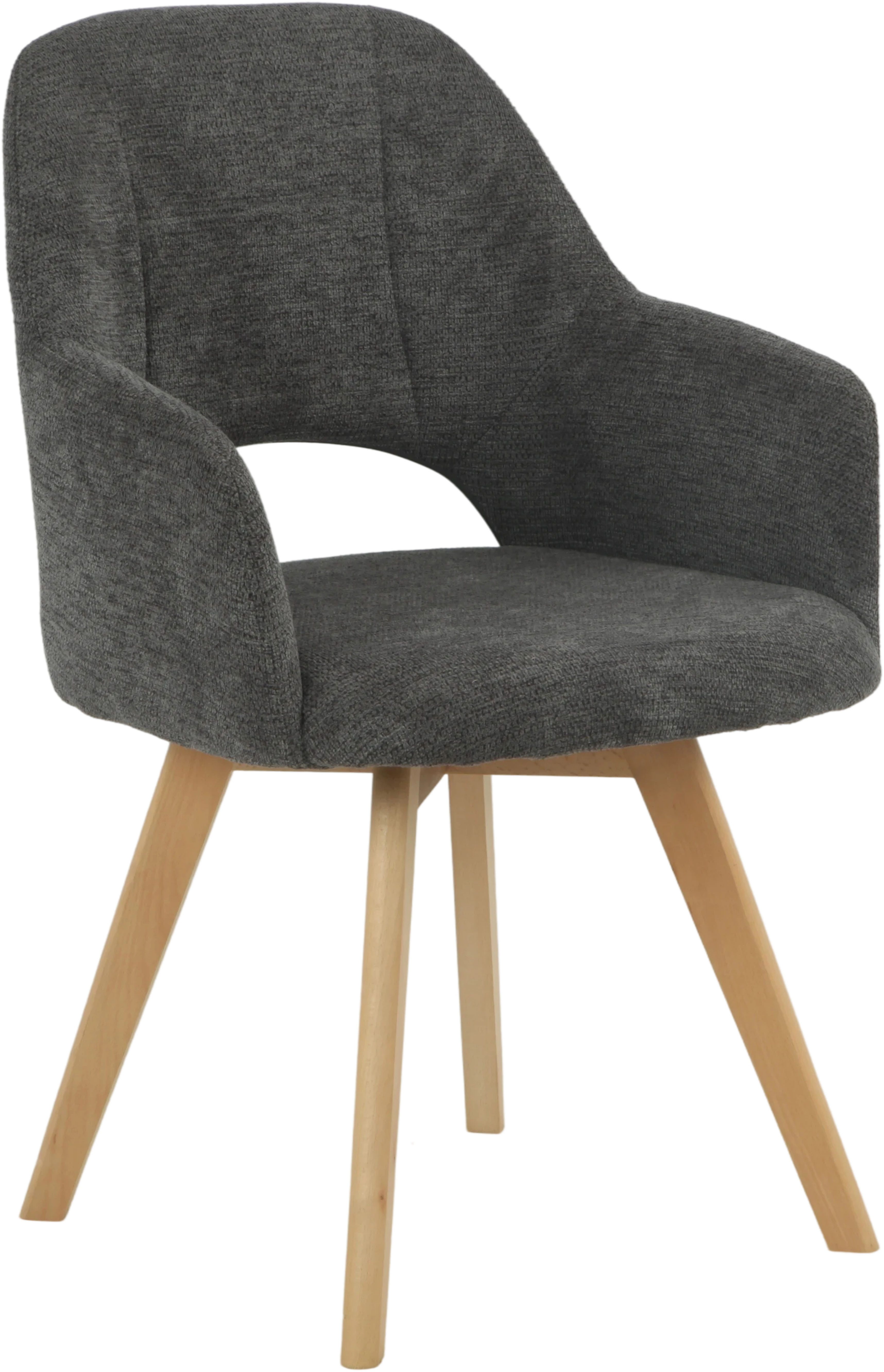 HELA Stoel met armleuningen SOFIA armstoel met massief houten frame, bekleding webstof Eetkamerstoel, fauteuil met armleuningen, subtiele ruguitsparing (set, 2 stuks)