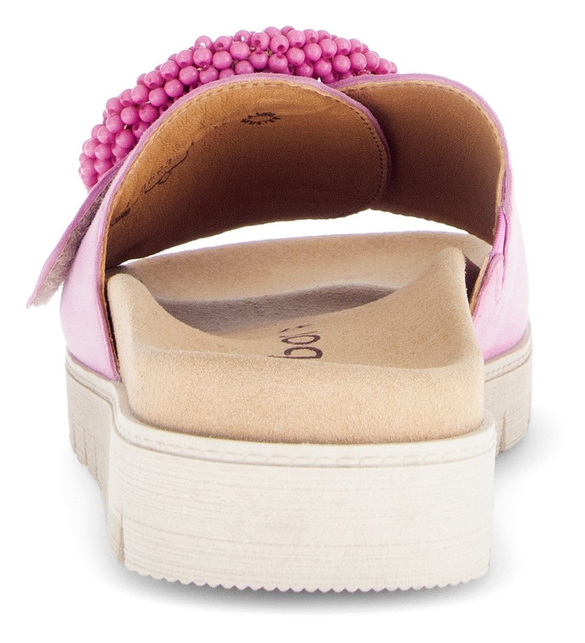 Gabor Slippers , plateau, zomerschoen, slippers met sierparels aan de decoratieve gesp