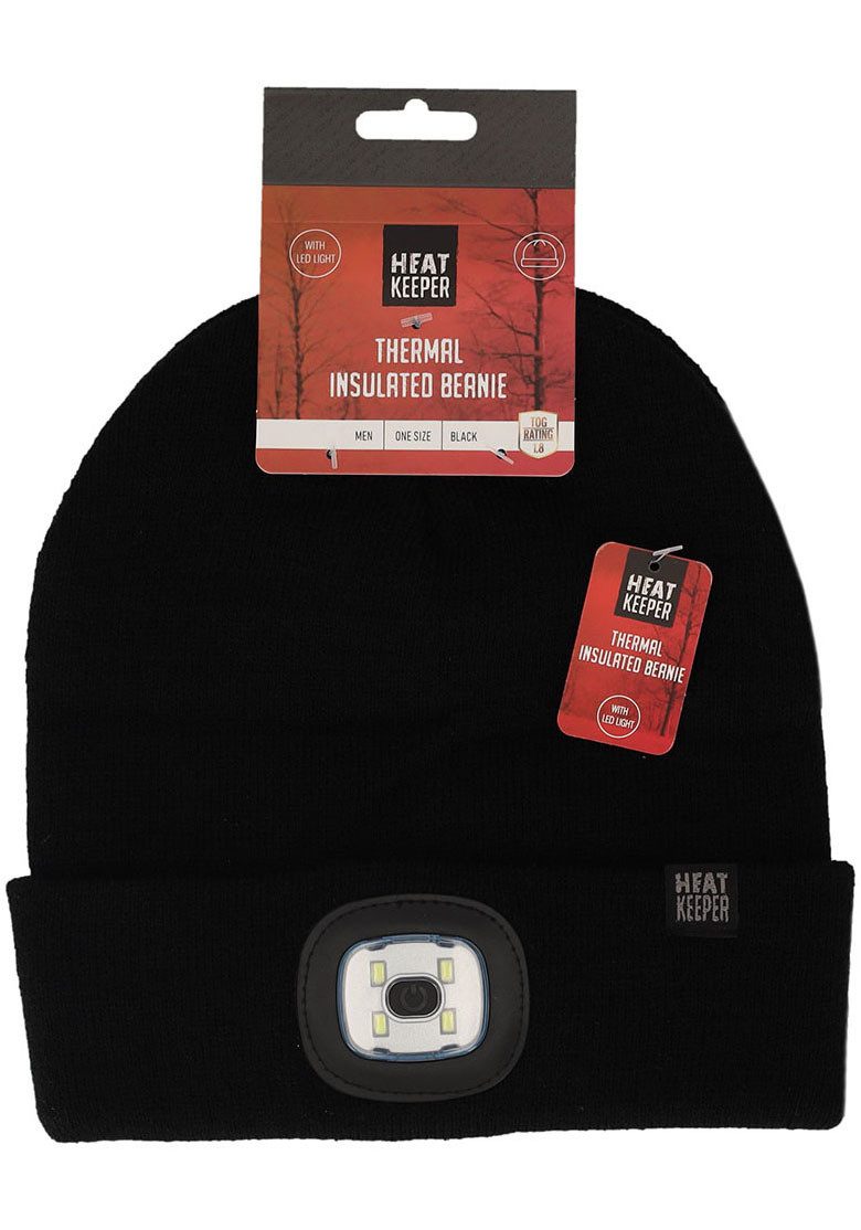 HEAT keeper Gebreide muts MEN THERMAL BEANIE+LED LIGHT RECHARGE oplaadbare, afneembare led-lamp voor de donkere tijd van het jaar (2 stuks)