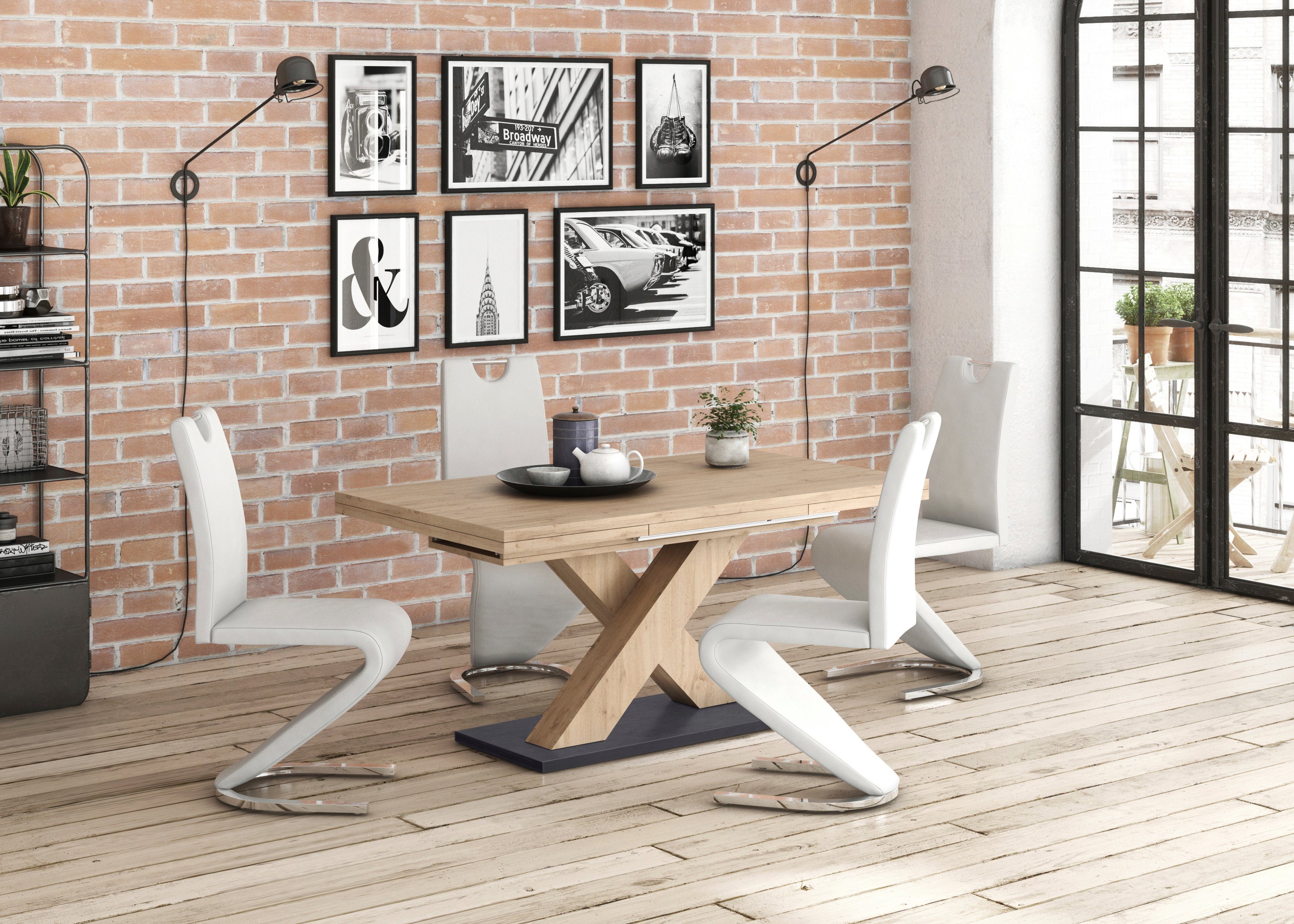 Mäusbacher Eettafel Comfort tafel TOPSELLER! met x-frame en bodemplaat. melamine gecoat