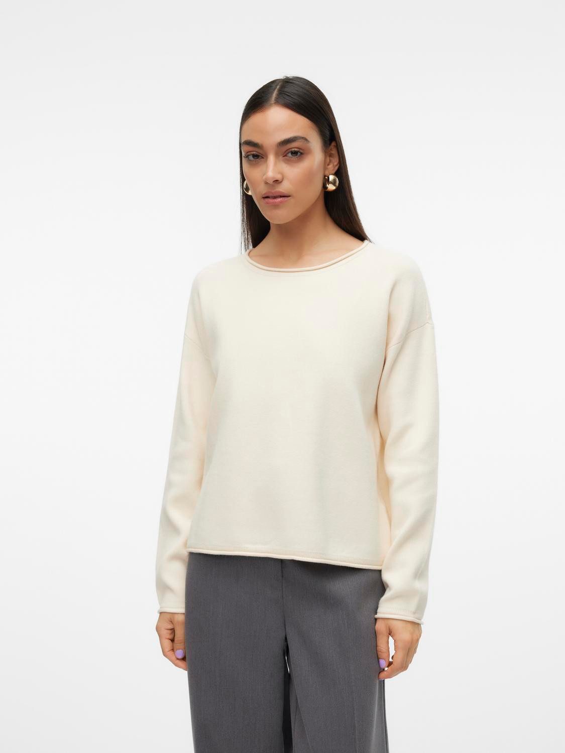 Vero Moda Gebreide trui VMGOLD ROLL LS O-NECK PULLOVER GA