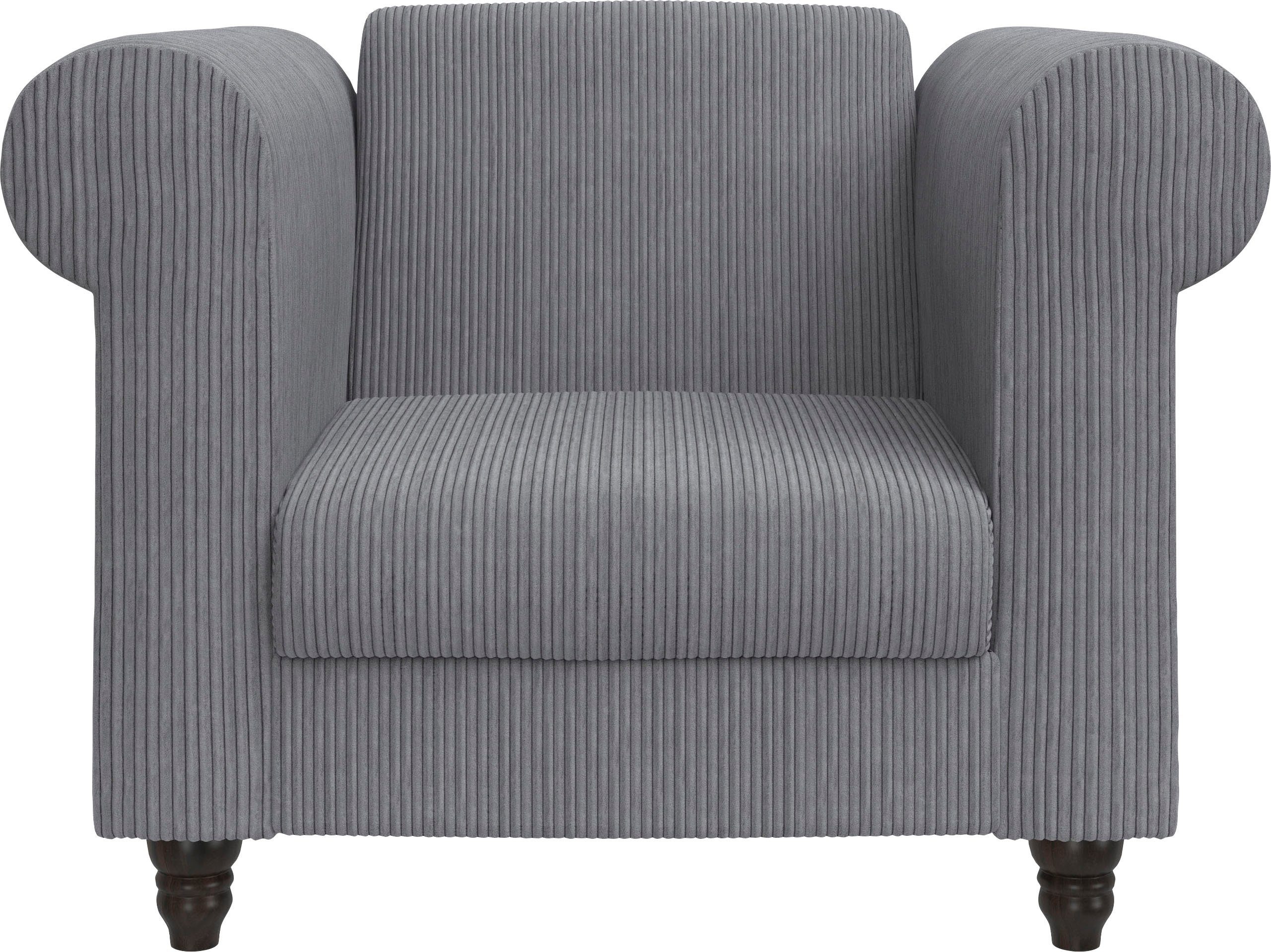 Dorel Home Chesterfield-fauteuil Felix II in breed ribfluweel met rugleuning 3-voudig verstelbaar, benen massief hout, zithoogte 46 cm