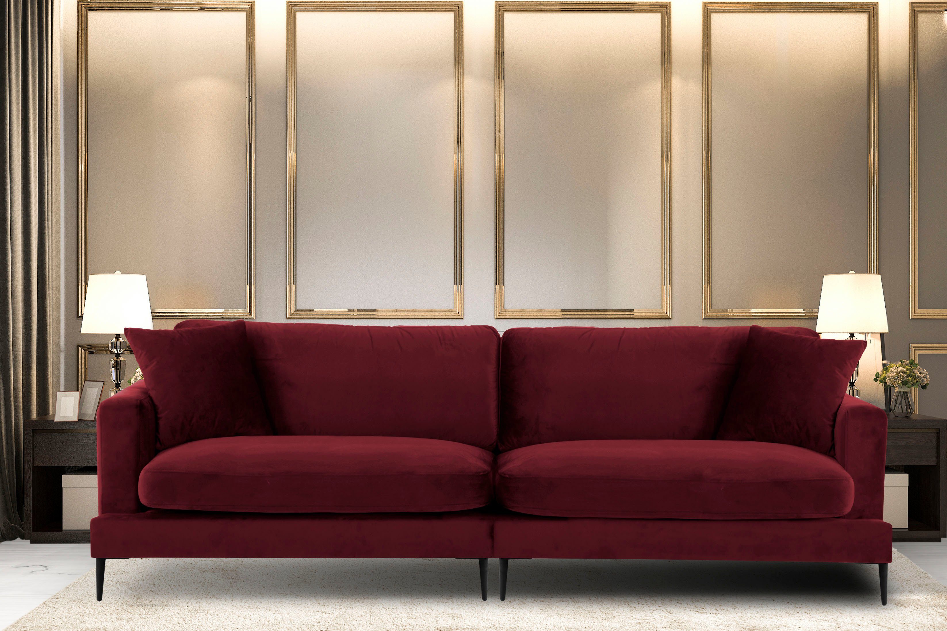 Leonique Megabank Cozy elegante designbank, afmetingen B/D/H: 252/97/80 cm rood, xxl banken