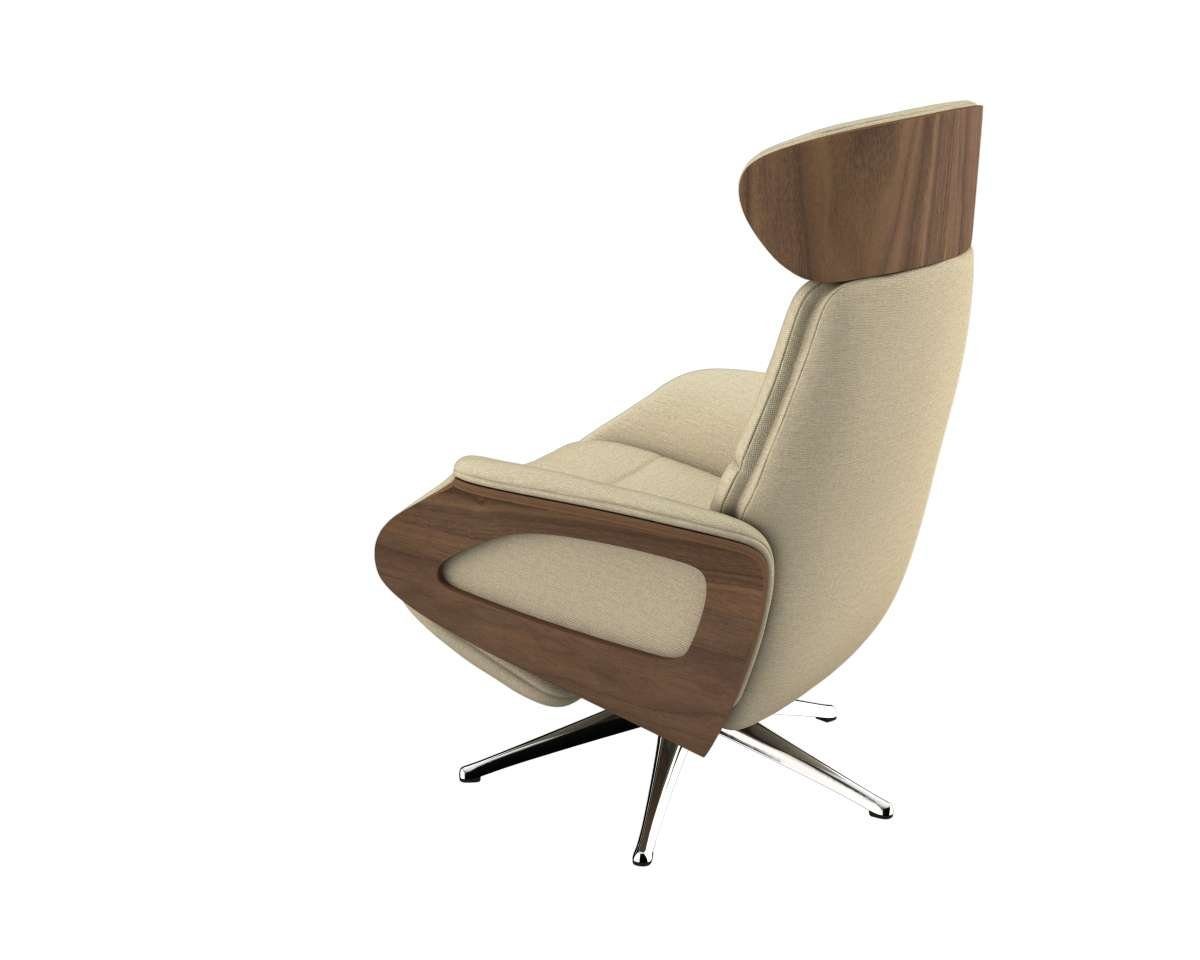 FLEXLUX Relaxfauteuil Clement praktische elektrische fauteuil Maat M, elektrische rug- en voetensteun, accu, armleuning Walnoot, aluminium voet
