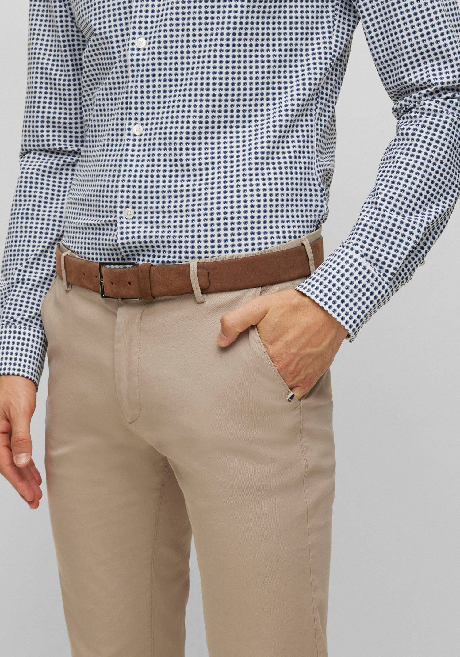 Boss Leren riem Calindo van suedeleer met metalen logo-sluiting