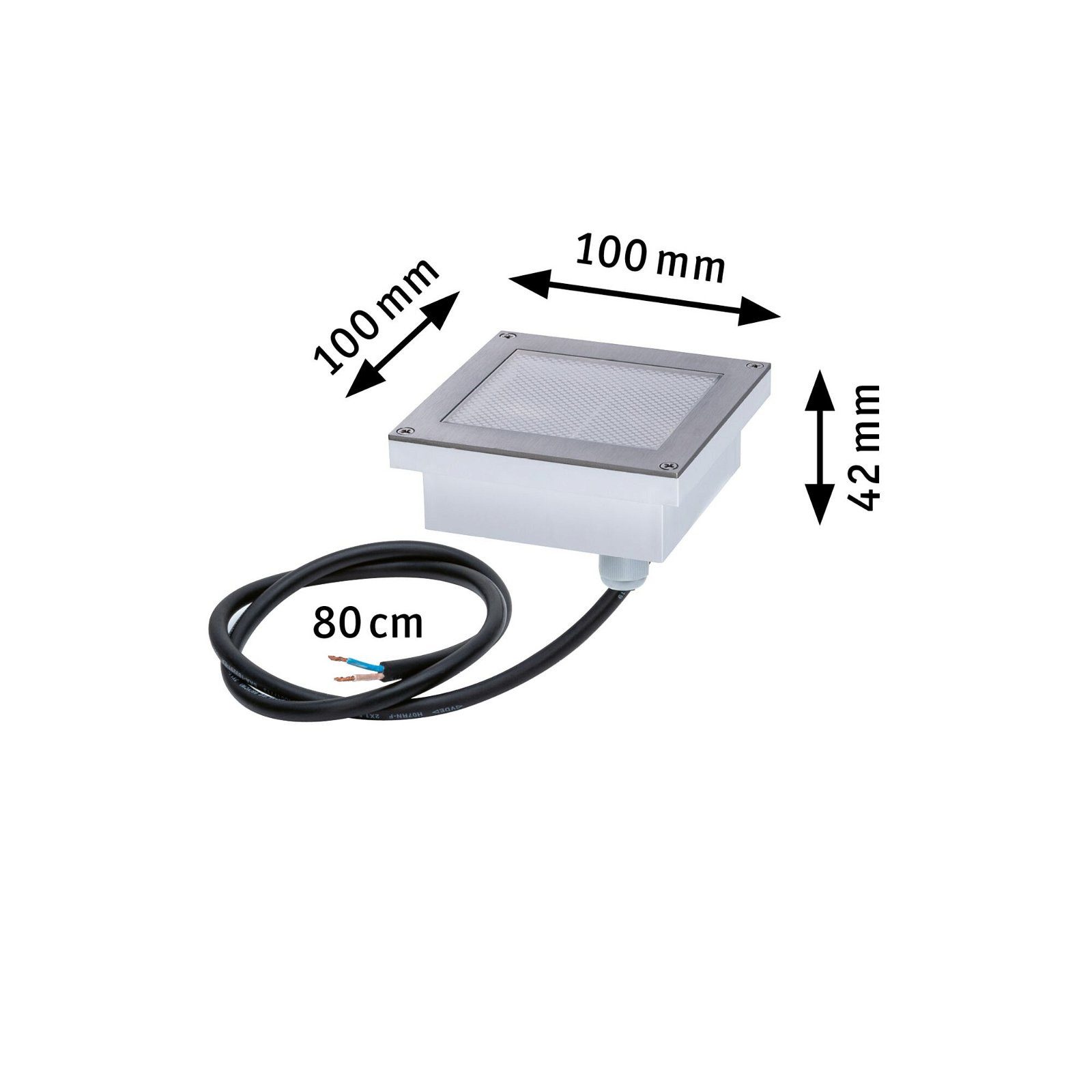 Paulmann Ledinbouwlamp Brick IP67 vierkant 100x100mm 1W 18lm 230V roestvrij staal (1 stuk)