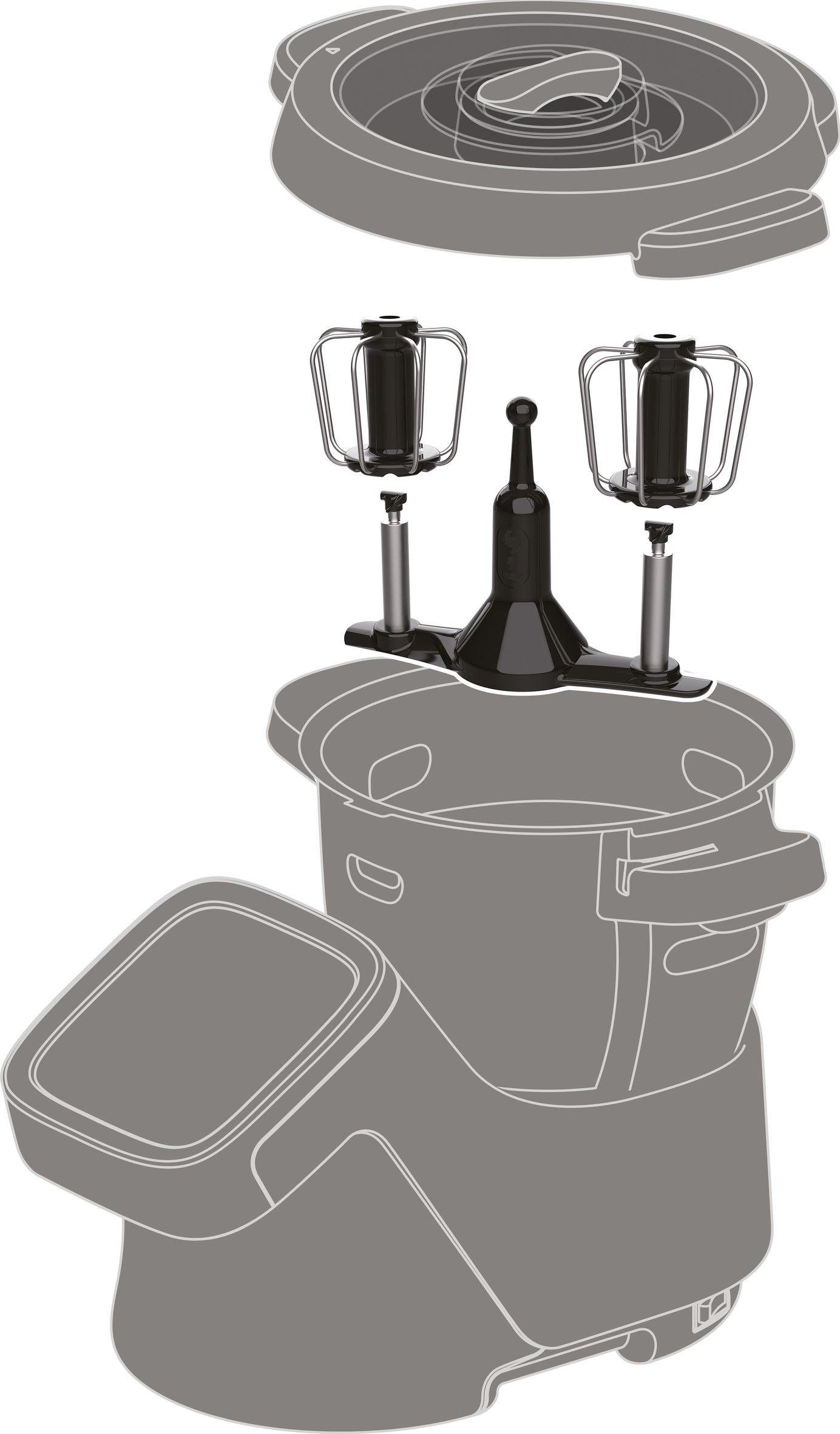 Krups Set roerelementen Krups Prep&Cook accessoireset dubbel draaiende garde, hittebestendige mat