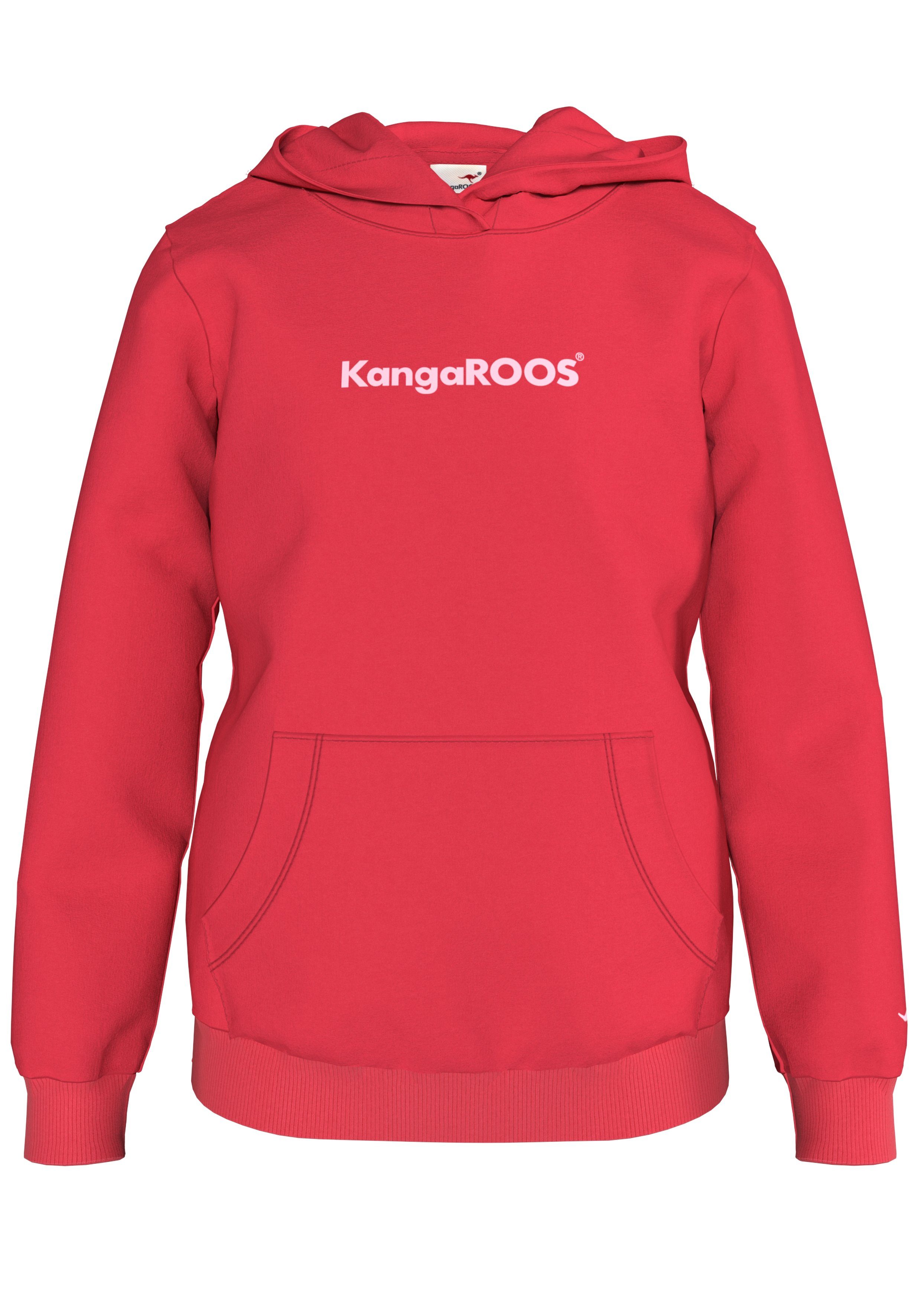 KangaROOS Hoodie met logoprint Lange mouwen, bedrukt, van sweatstof met katoen, met kangoeroezak