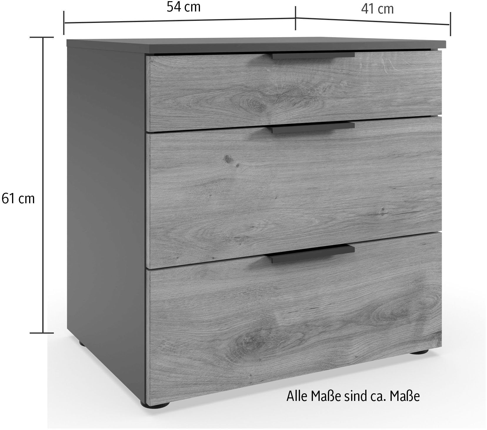 Wimex Nachtkastje Level by fresh to go 3 lades met soft-close functie, 54 cm breed, 61 cm hoog