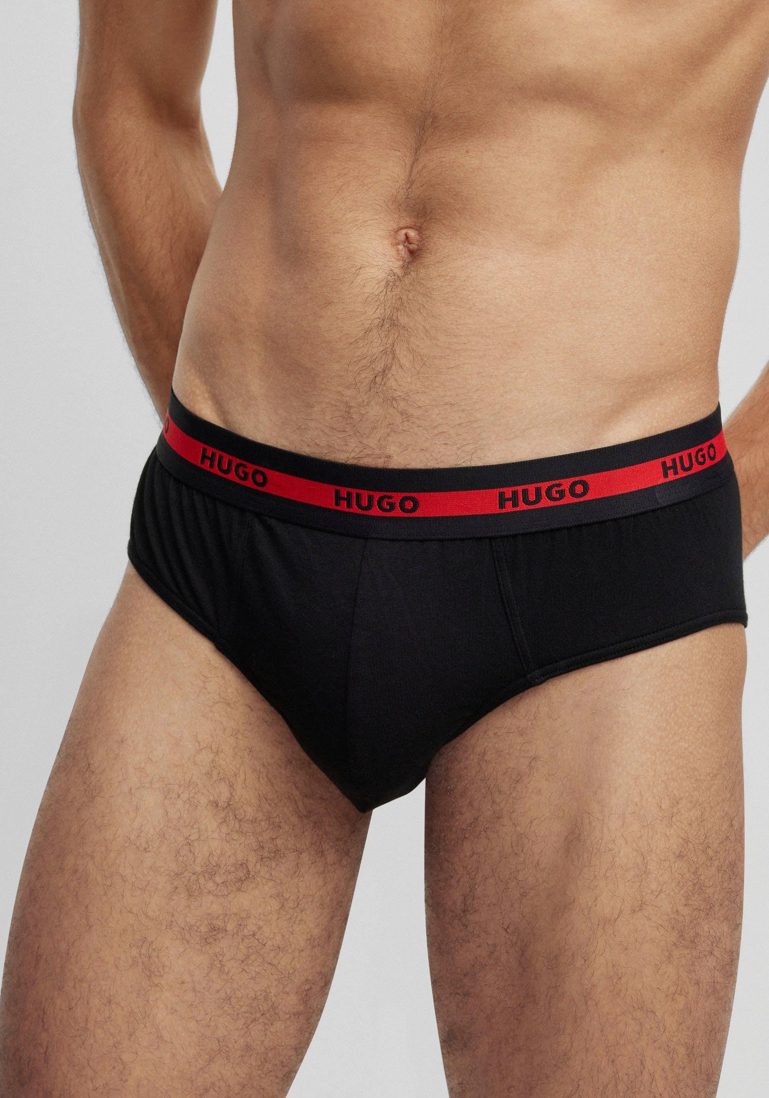HUGO underwear Slip met contraststrepen en logo-opschriften op de tailleband (set, 3 stuks, In driepack)
