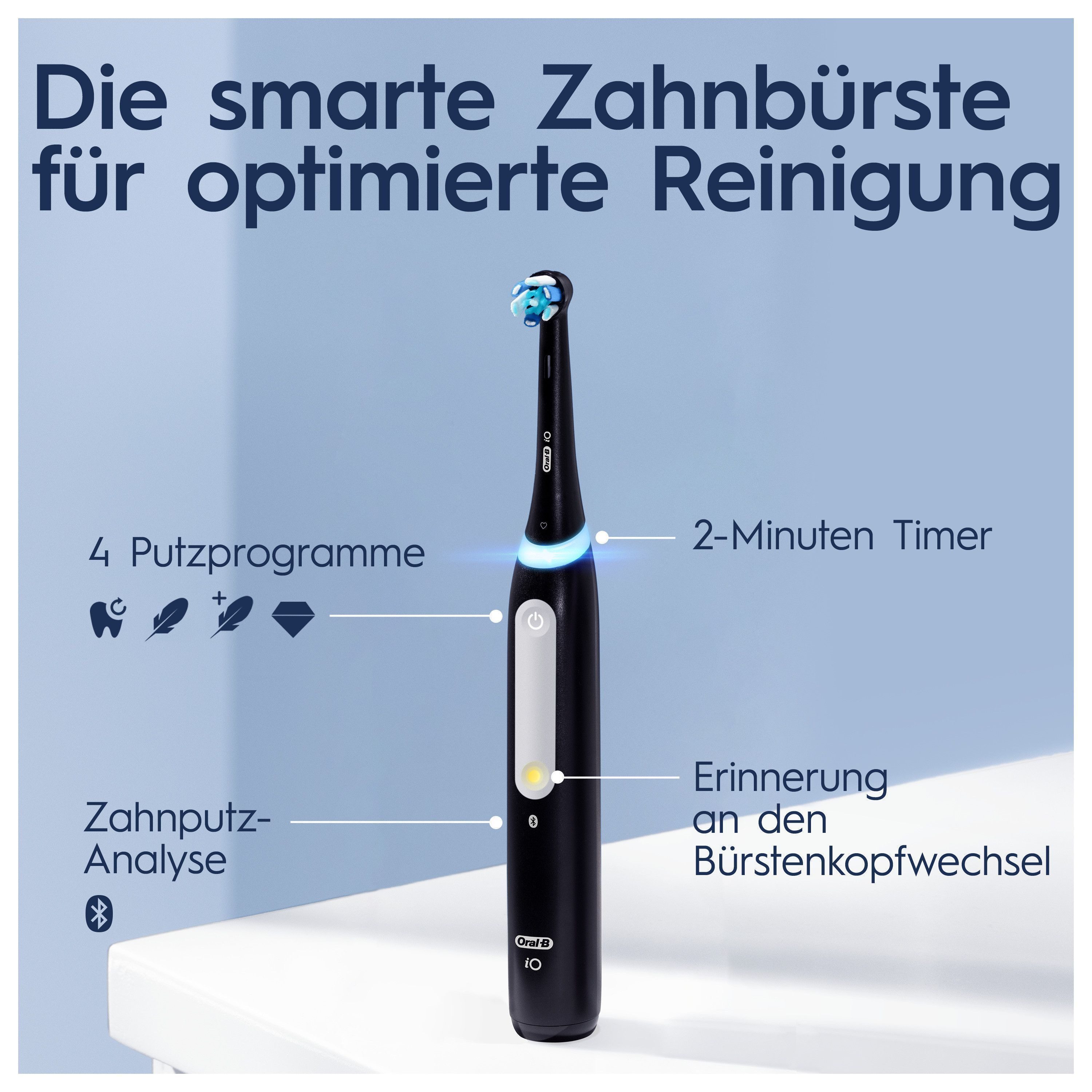 Oral B Elektrische tandenborstel IO 4 met magnet technologie, 4 reinigingsstanden, reisetui