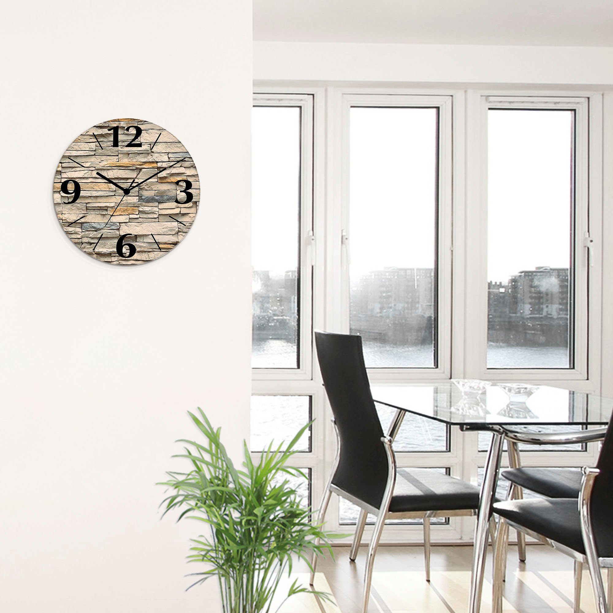 Artland Wandklok Bruine oude tegelmuur optioneel verkrijgbaar met kwarts- of radiografisch uurwerk, geruisloos zonder tikkend geluid