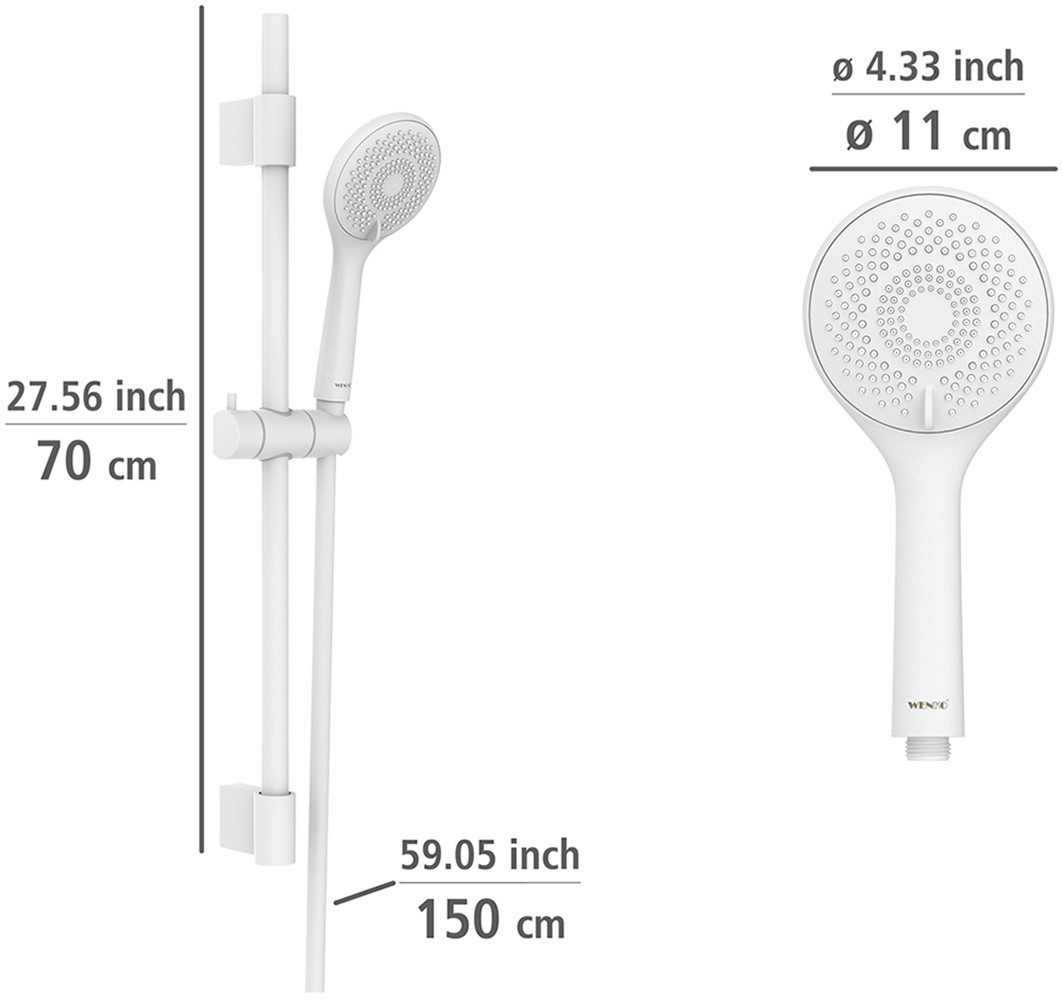 WENKO Slang en handdouche Model watersparend Douchebuis met houder, handdouche & douche slang, waterbesparend (set, 6-delig)