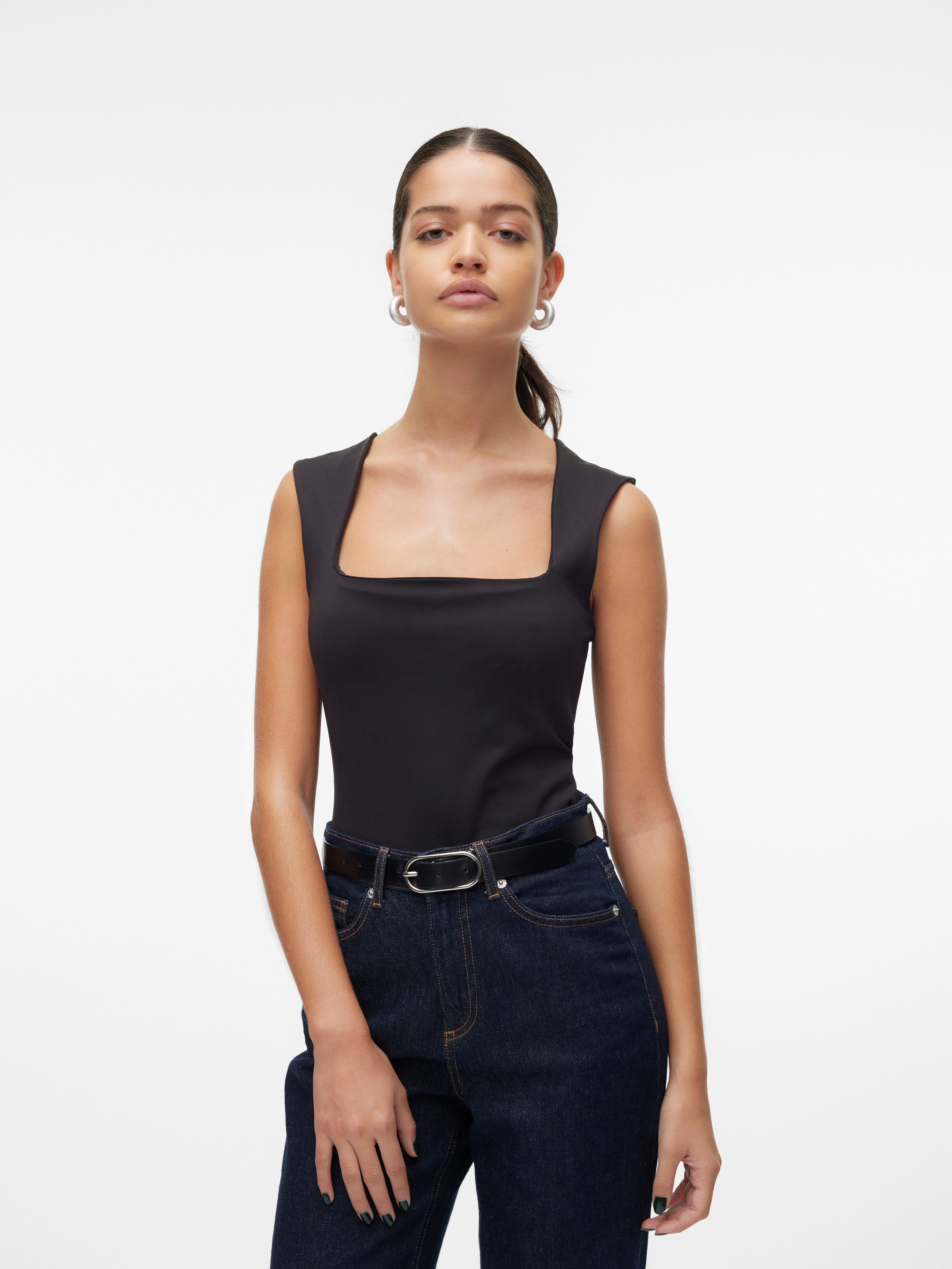 Vero Moda Shirttop VMMILLION SL SQUARE NECK TOP JRS NOOS dames tops maat M (38) zwart