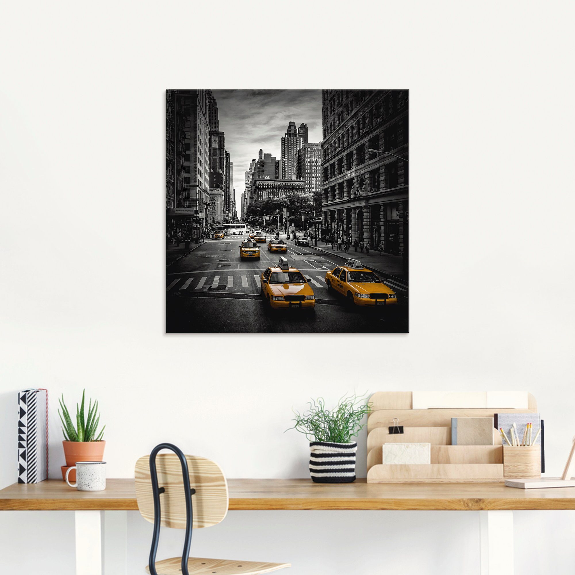Artland Print op glas New York City Verkeer 5th Avenue