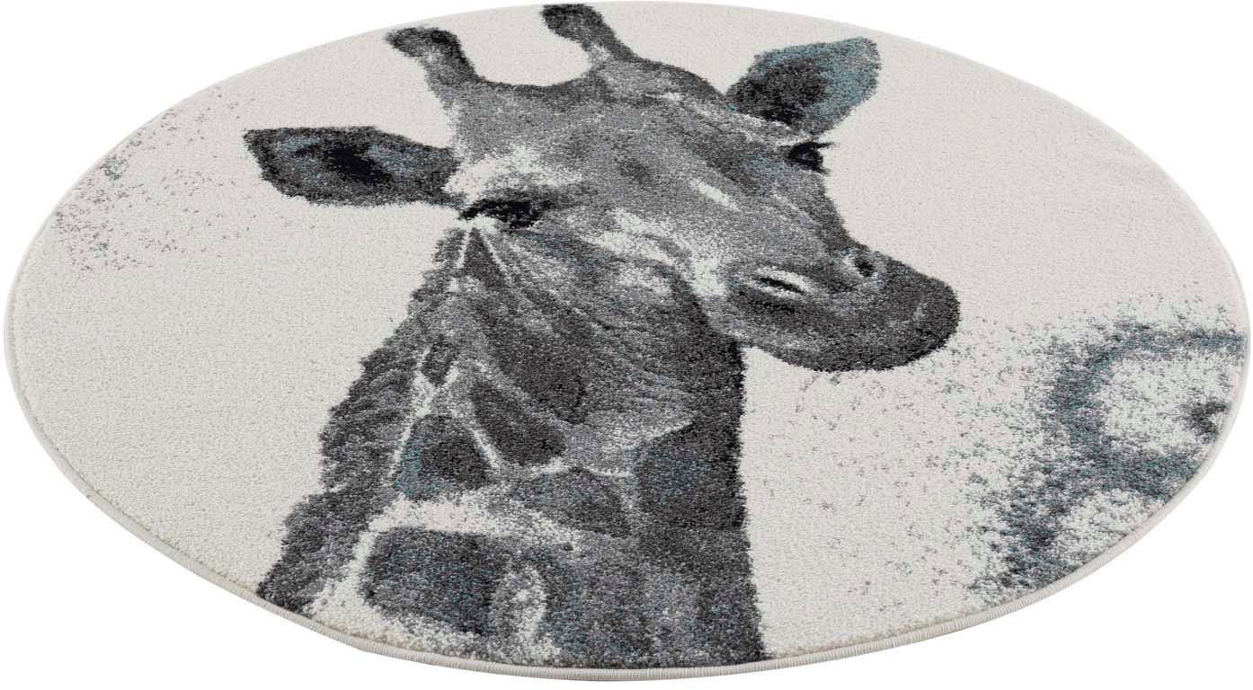 Carpet City Kindervloerkleed Savanna 9370 Speelkleed, vloerkleed, giraf, crème/ grijs, korte pool