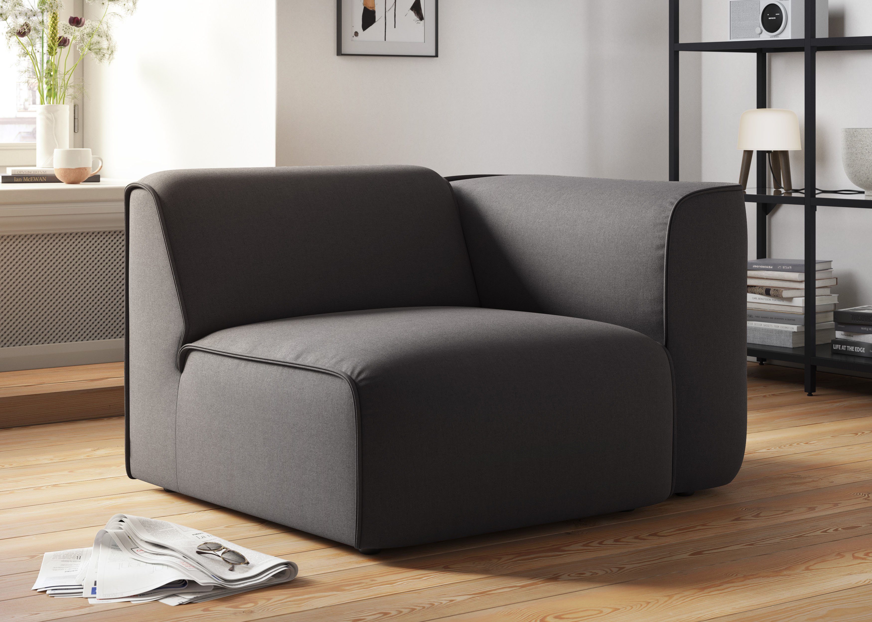 RAUM.ID Fauteuil Merid sofa-hoekelement, afmetingen B/D/H: 109/97/46 cm als module of apart te gebruiken, voor individuele samenstelling