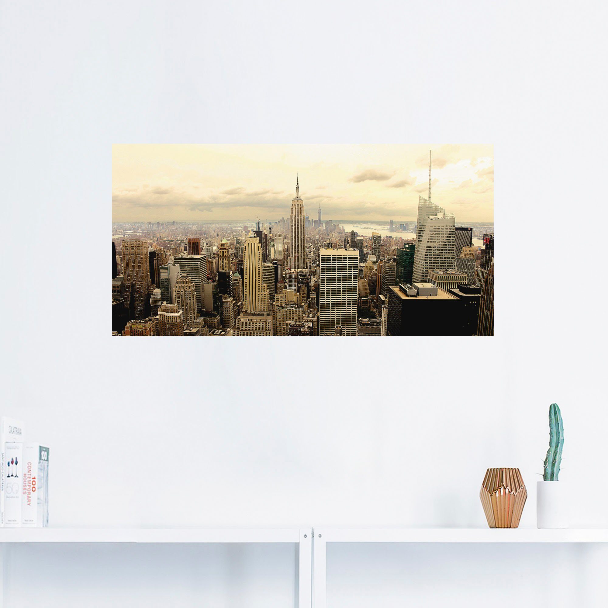 Artland Artprint Skyline Manhattan - New York als artprint van aluminium, artprint voor buiten, artprint op linnen, poster, muursticker