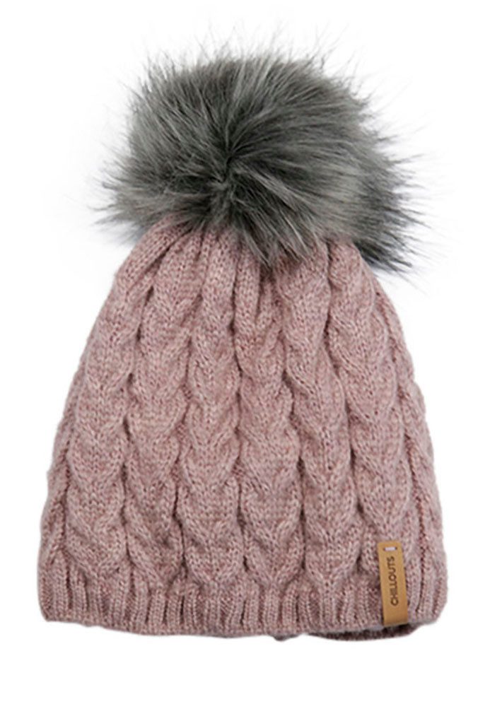chillouts Muts met pompon Tabea Hat met afneembare kunstbont pompon