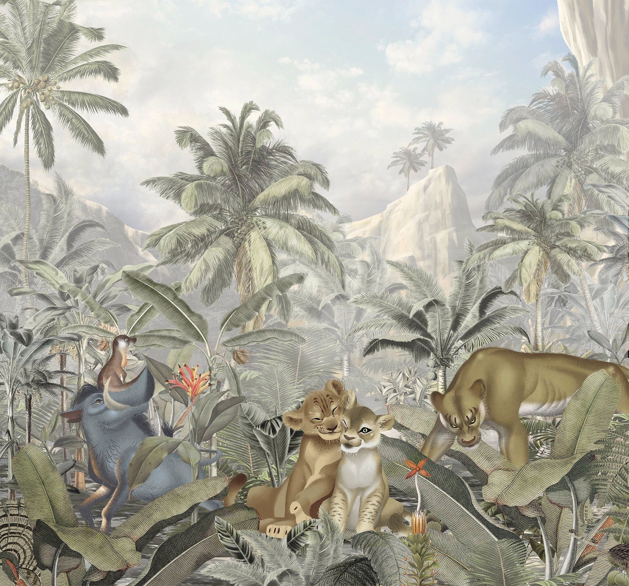 Komar Vliesbehang Digitale print vlies - Lion King Hills - Afmeting 300 x 280 cm