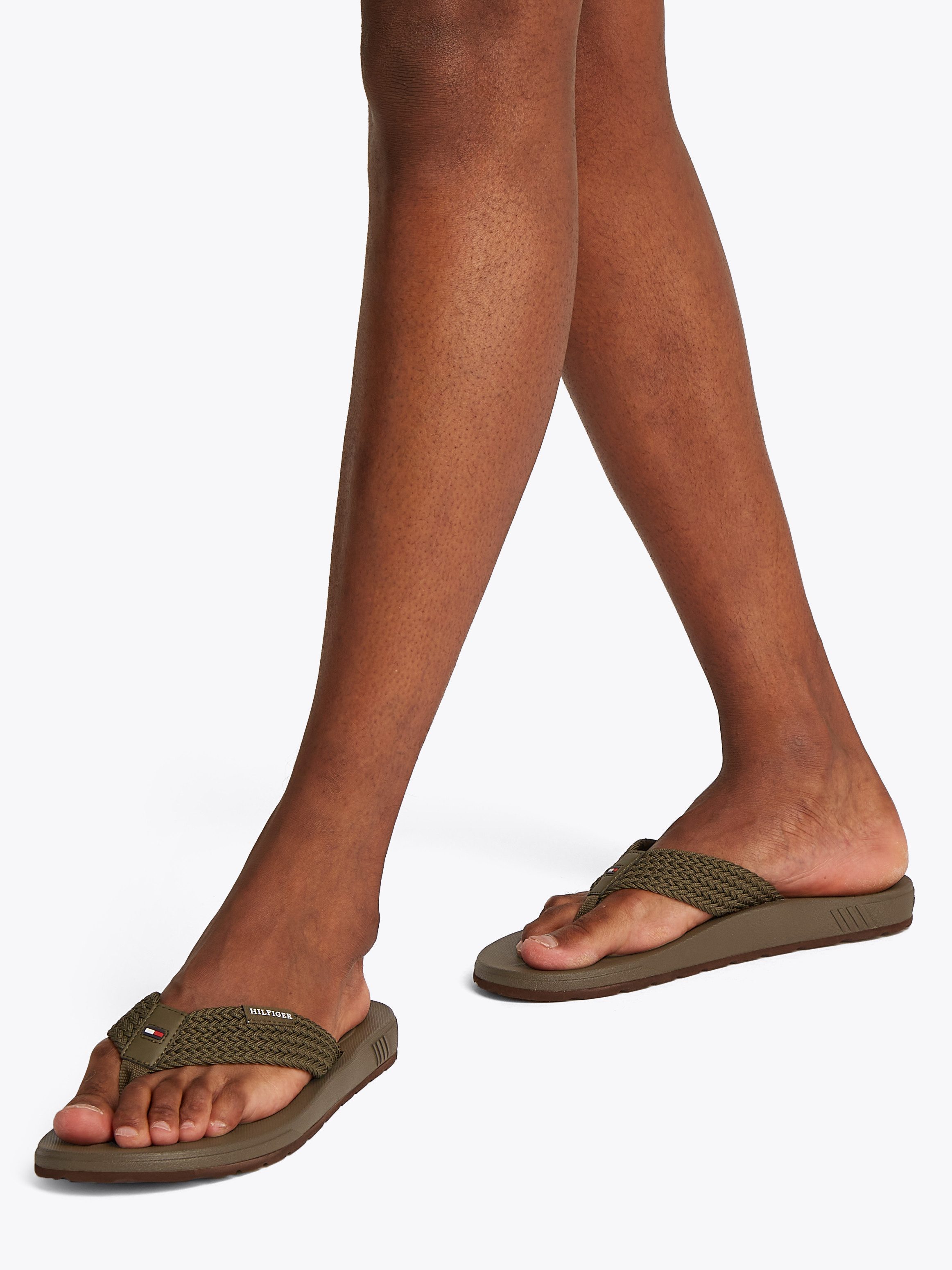 Tommy Hilfiger Teenslippers MOLDED HILFIGER WEB BEACH SANDAL , zomer schoen, flats, strand schoen met zij logo-opdruk