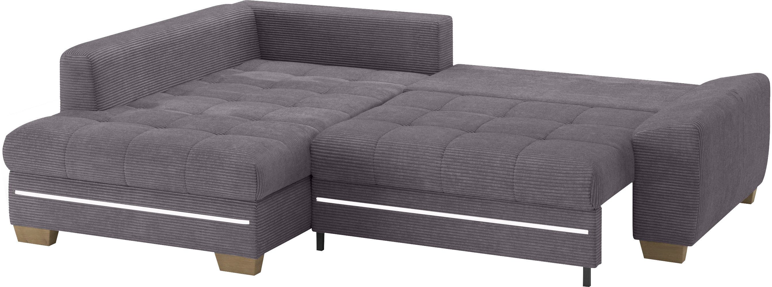 Mr. Couch Hoekbank Nikita II, L-vorm met rgb-led verlichting, optioneel met bed, bedlade, koudschuim
