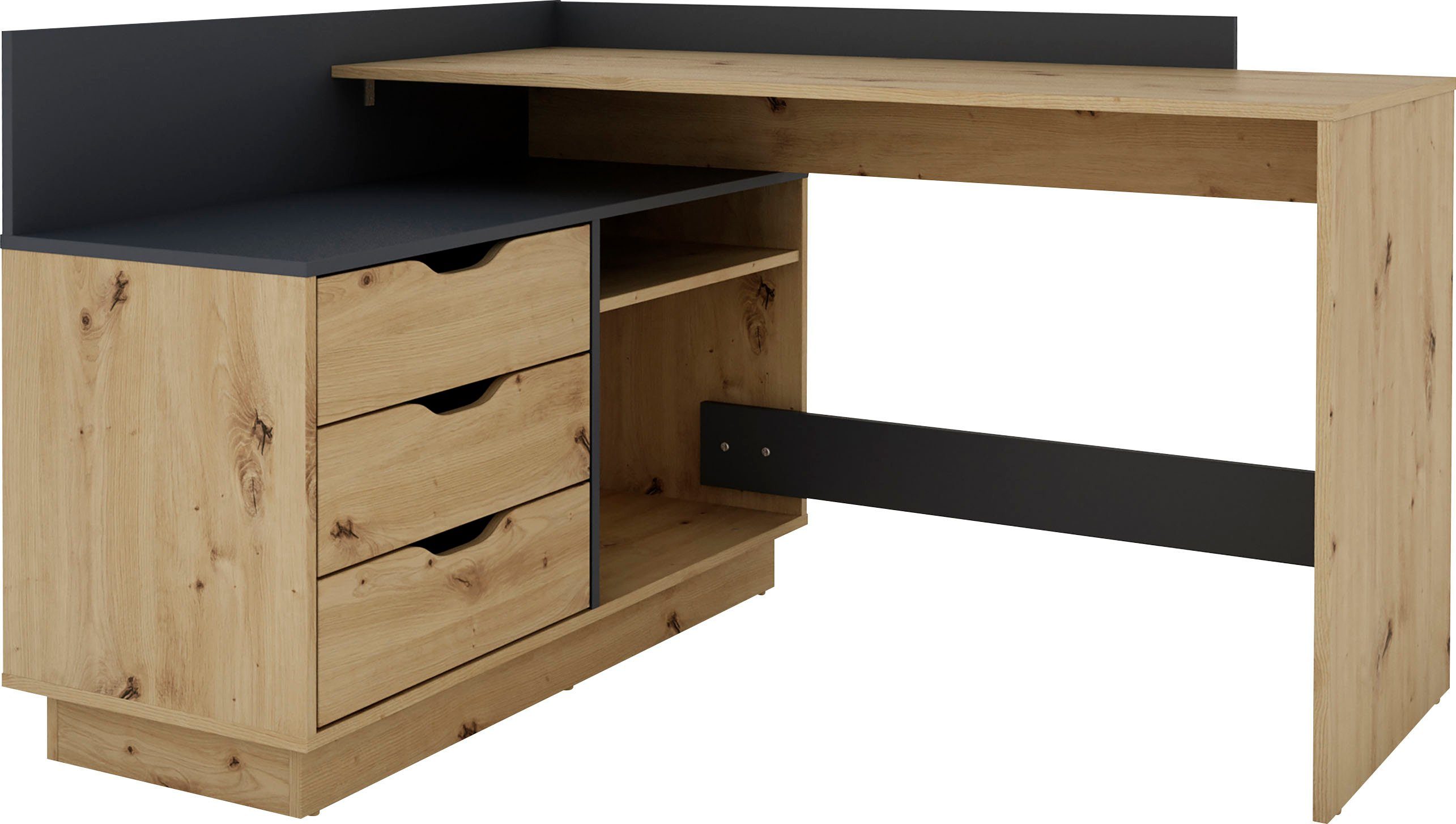 byLIVING Hoekbureau Bern met veel opbergruimte, breedte 129 cm, rechts of links monteerbaar